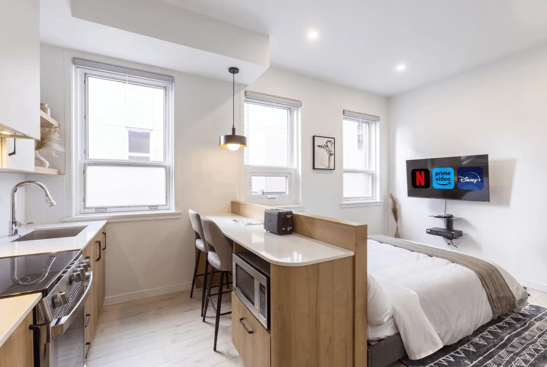Loft lumineux avec TV intelligente