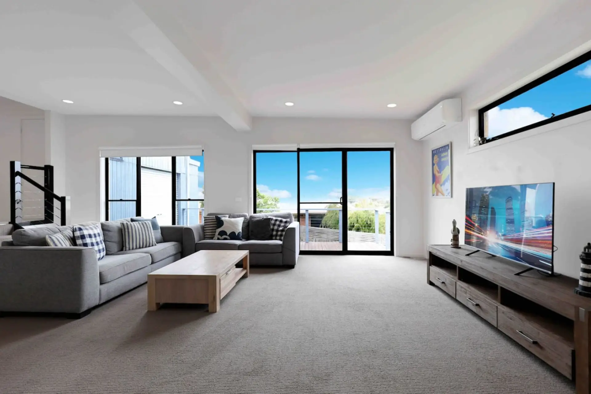 🏡 Downstairs living space with open layout and TV