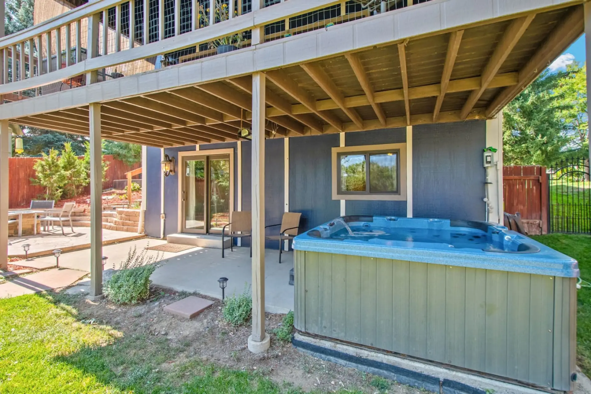 An outdoor hot tub is available per your request.