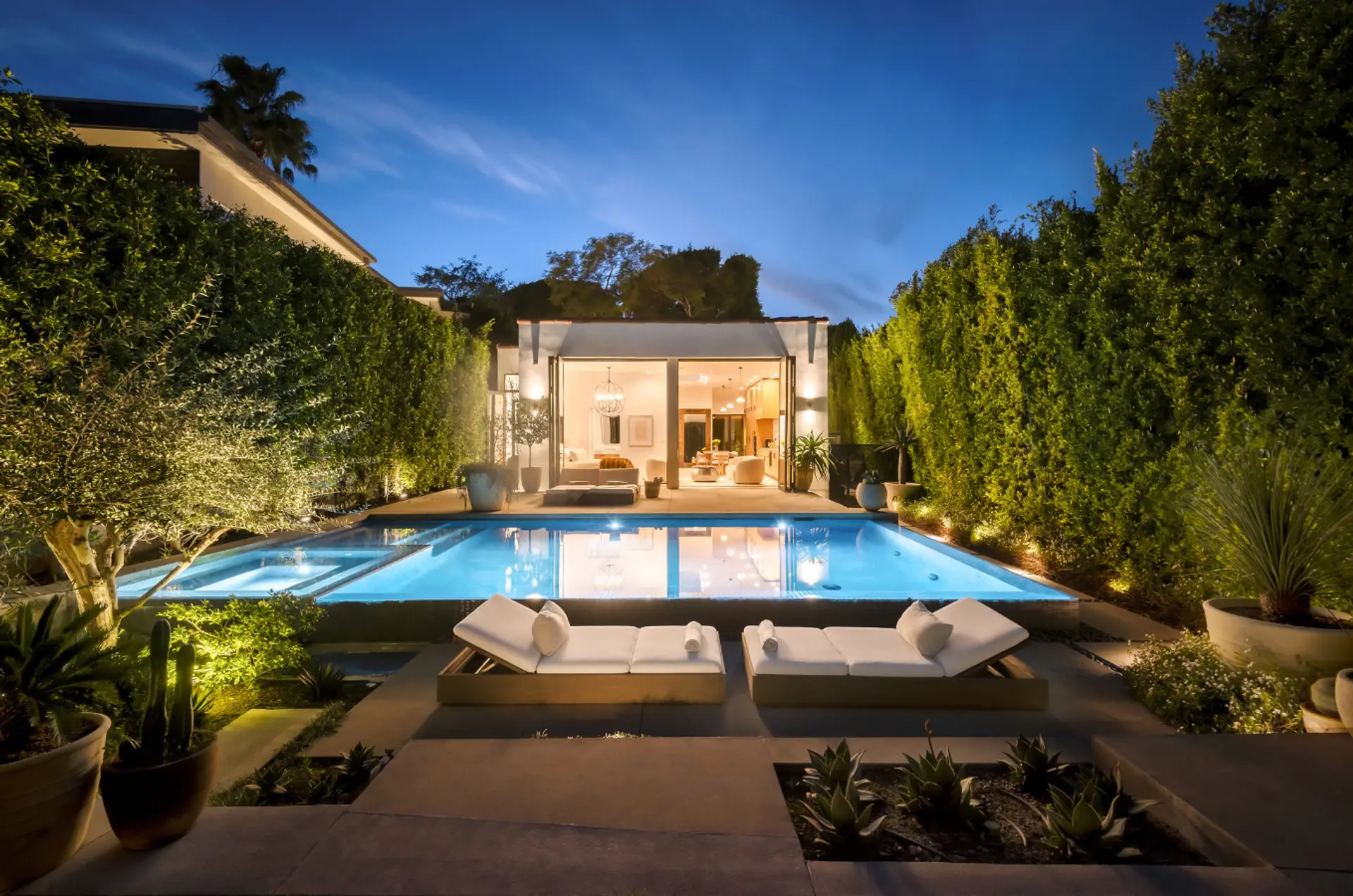 Tranquil private pool area offering relaxation and privacy in West Hollywood.