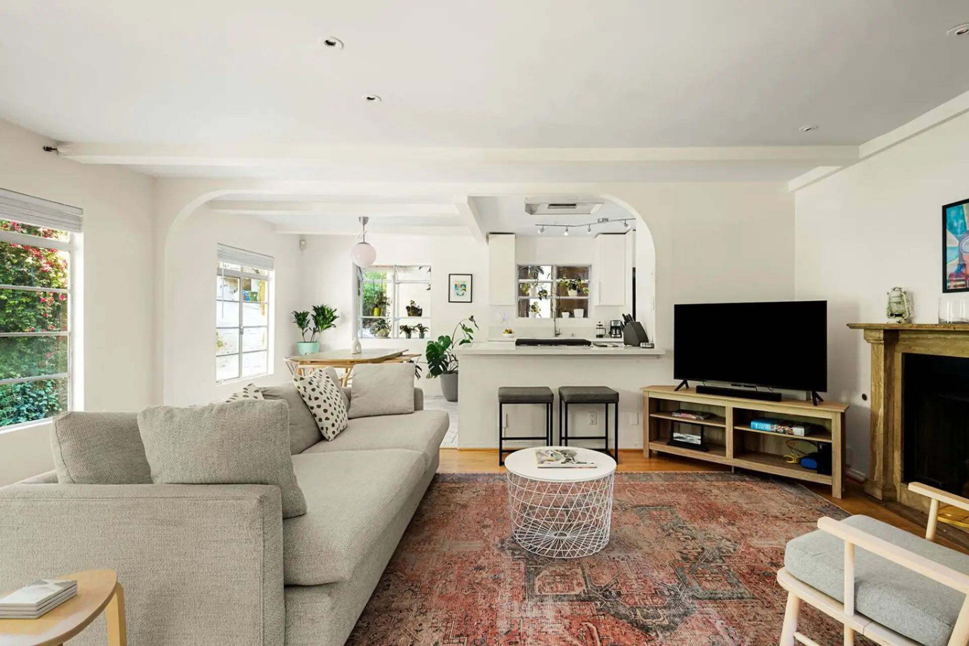 Sunlit living area designed for comfort, featuring scenic views and a cozy, elevated feel.