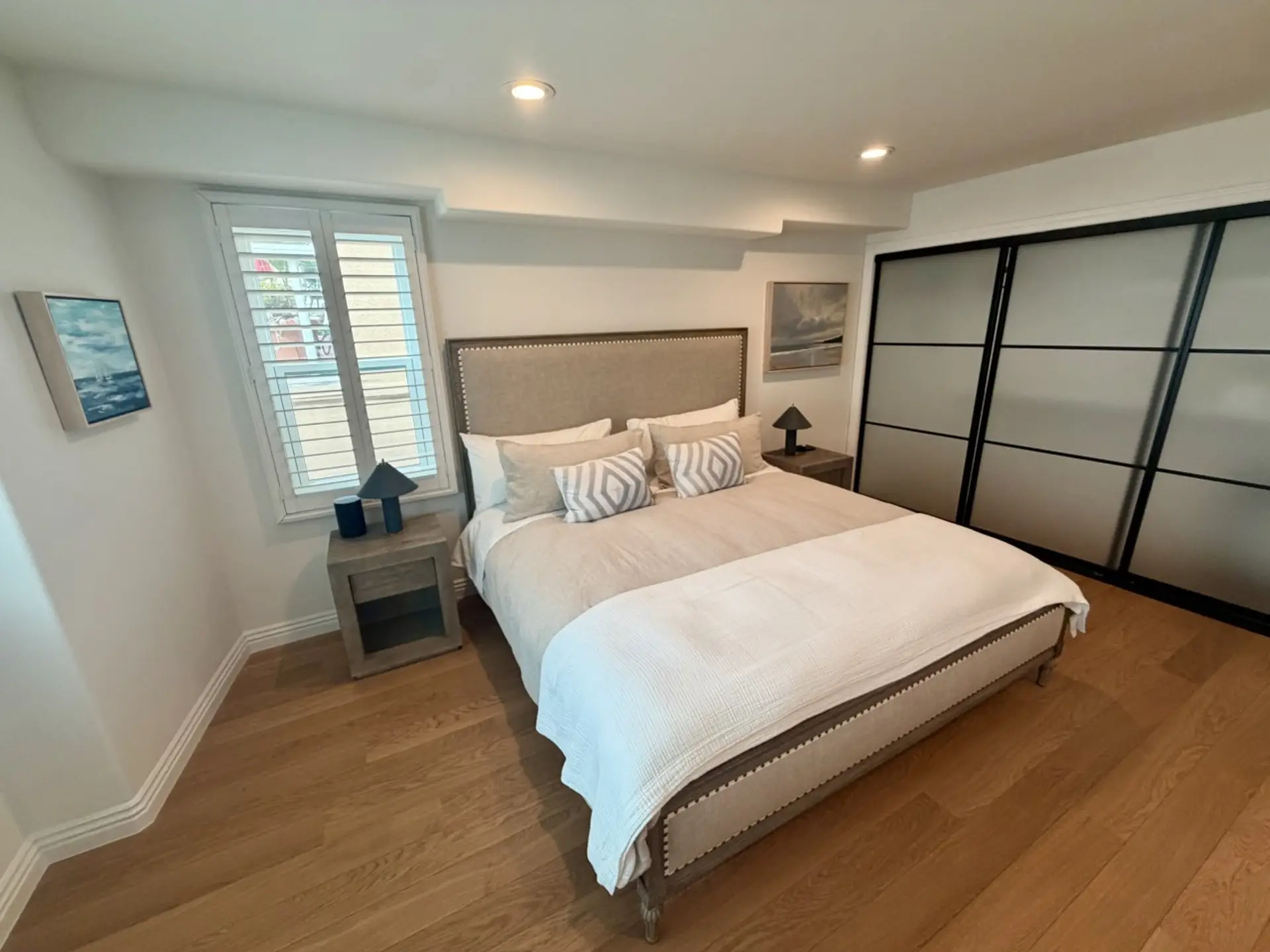 Cali King comfort with plush linens, a peaceful retreat after a day at the beach