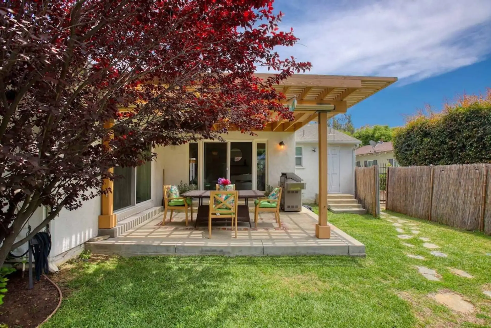 The patio flows right off the main living area, perfect for morning coffee or evening dinners outside.