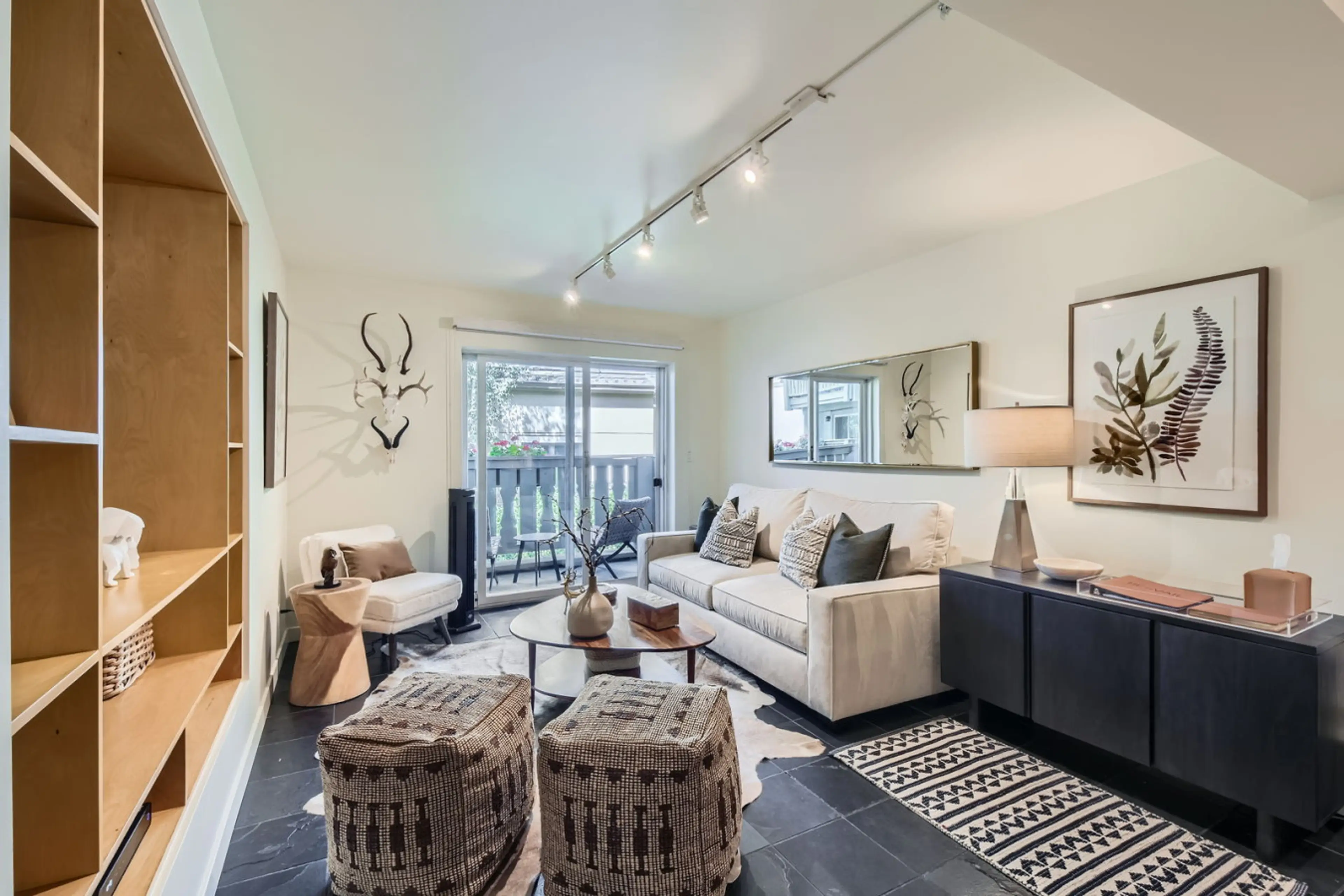 Living Room, Queen Sleeper Sofa, Blackout Shades
