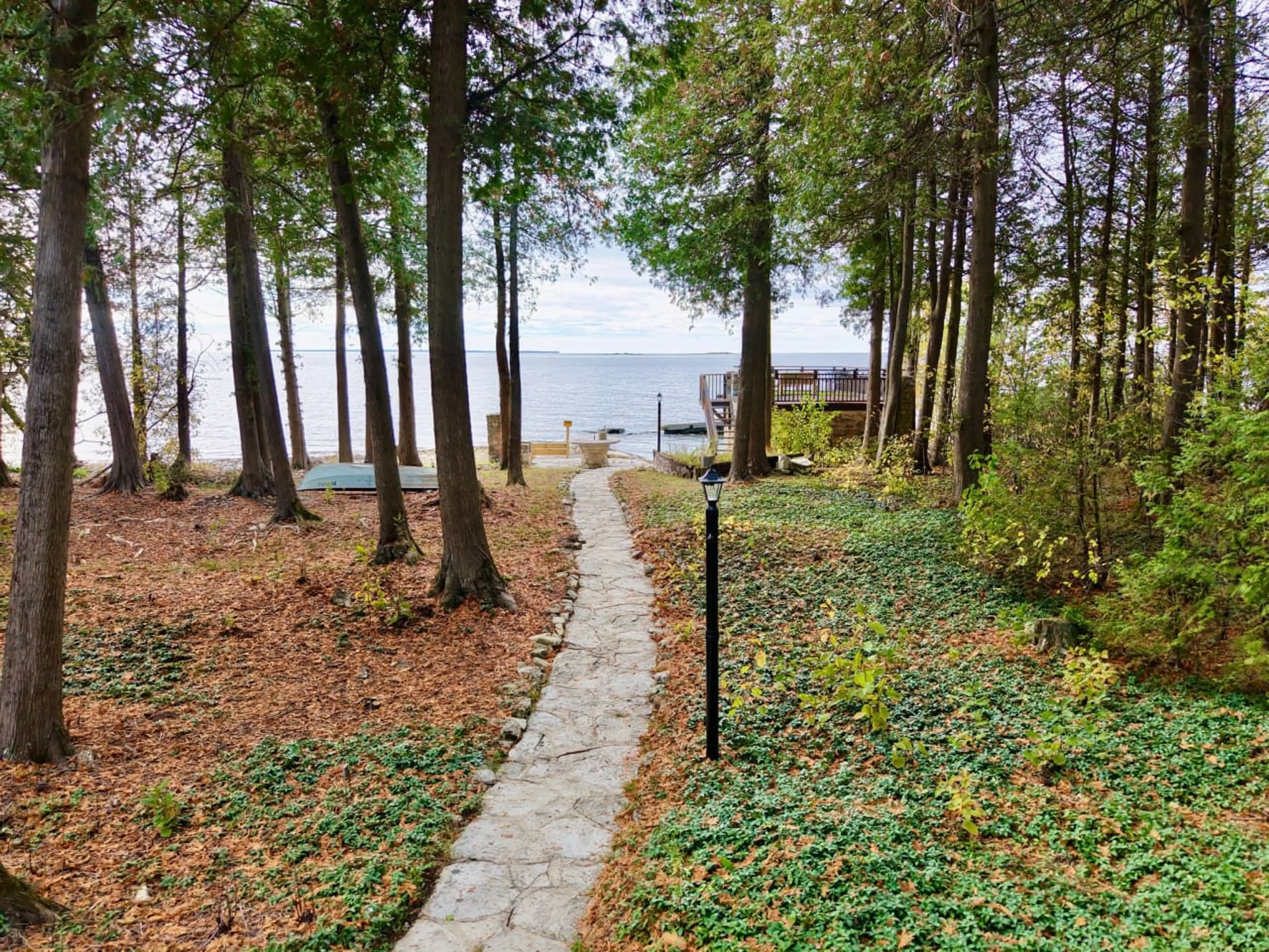 Beautiful stone path down to the shores of the bay
