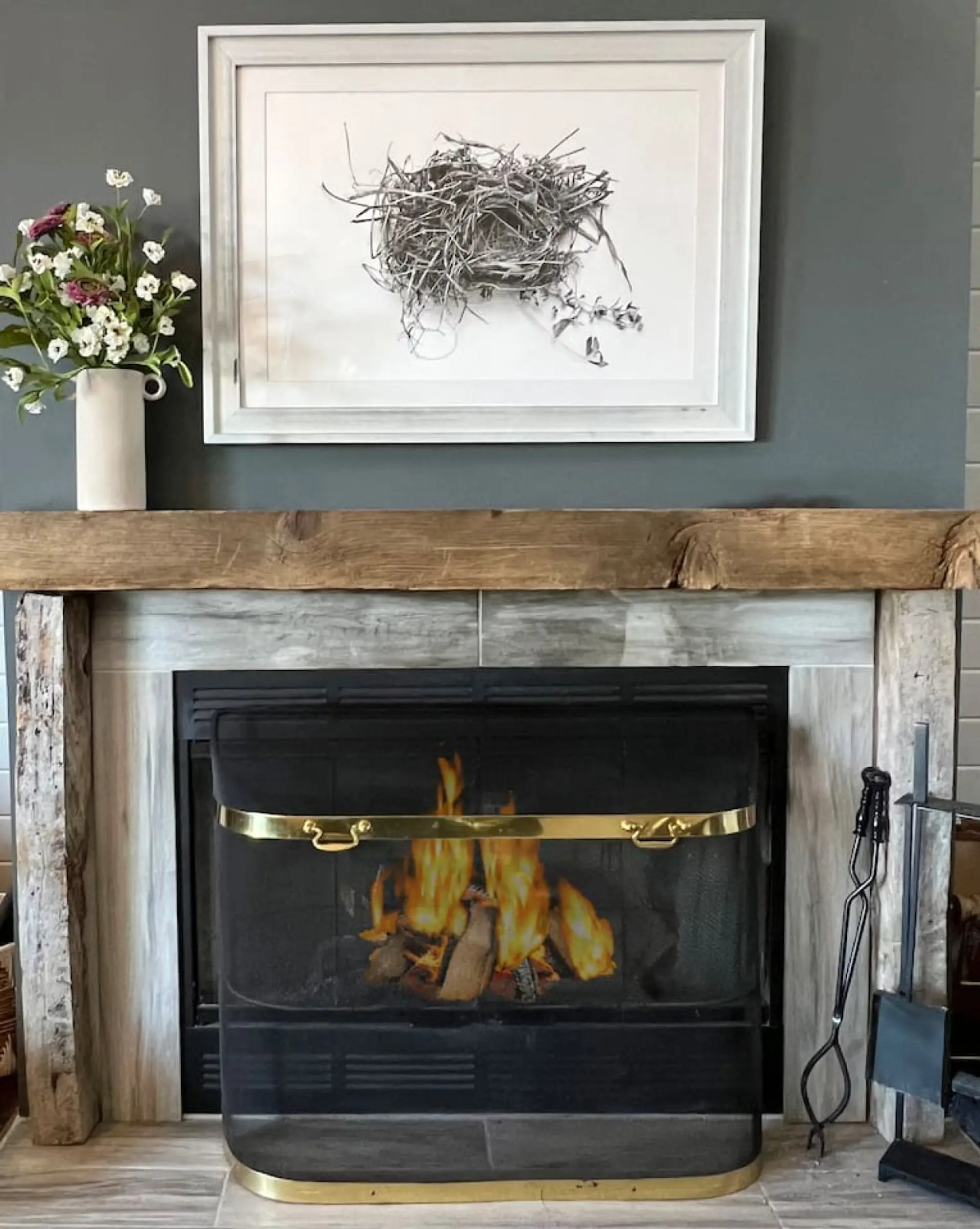 Wood burning fireplace