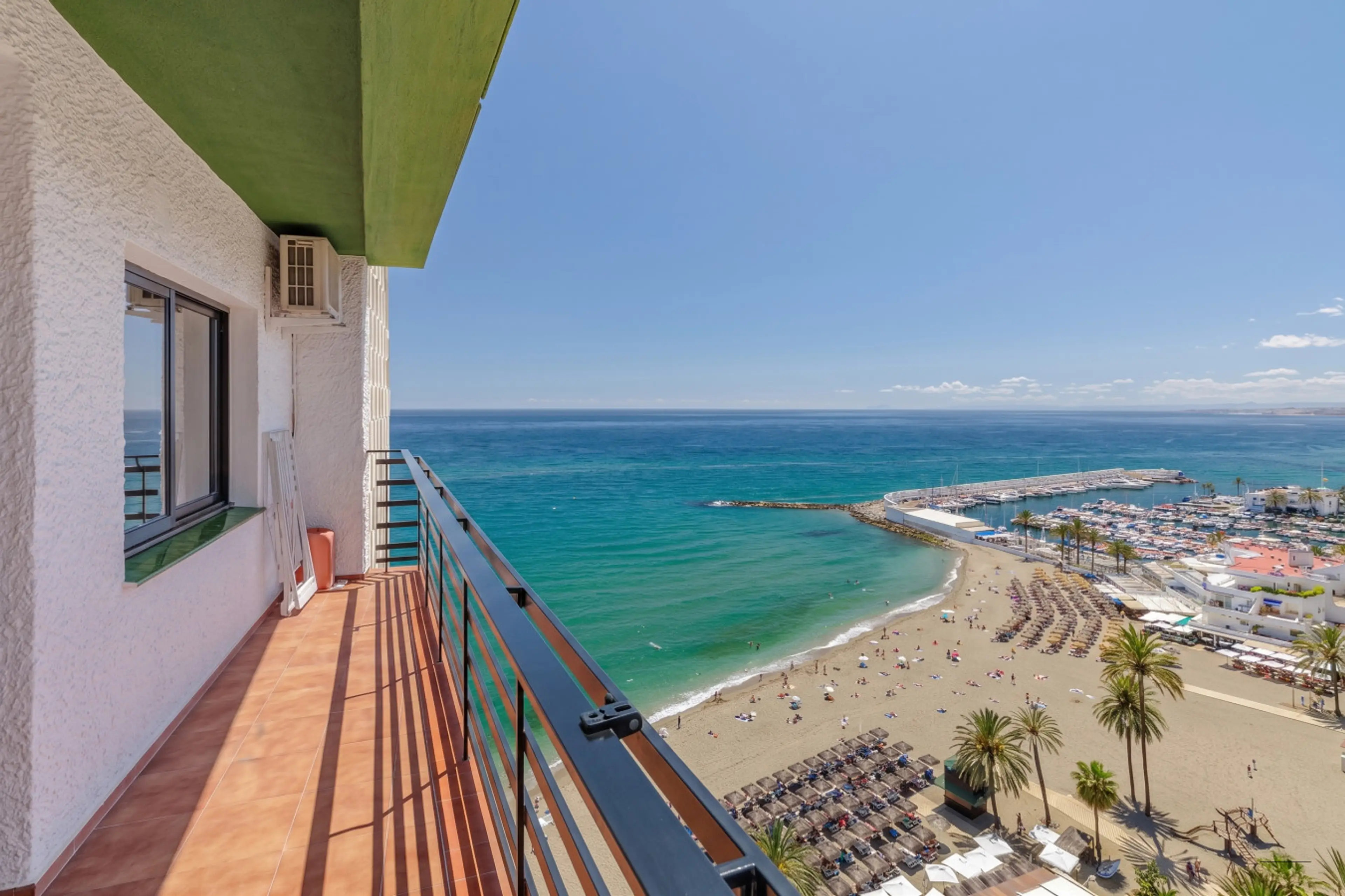 Panoramic sea views from your private Marbella balcony. The perfect spot for morning coffee.