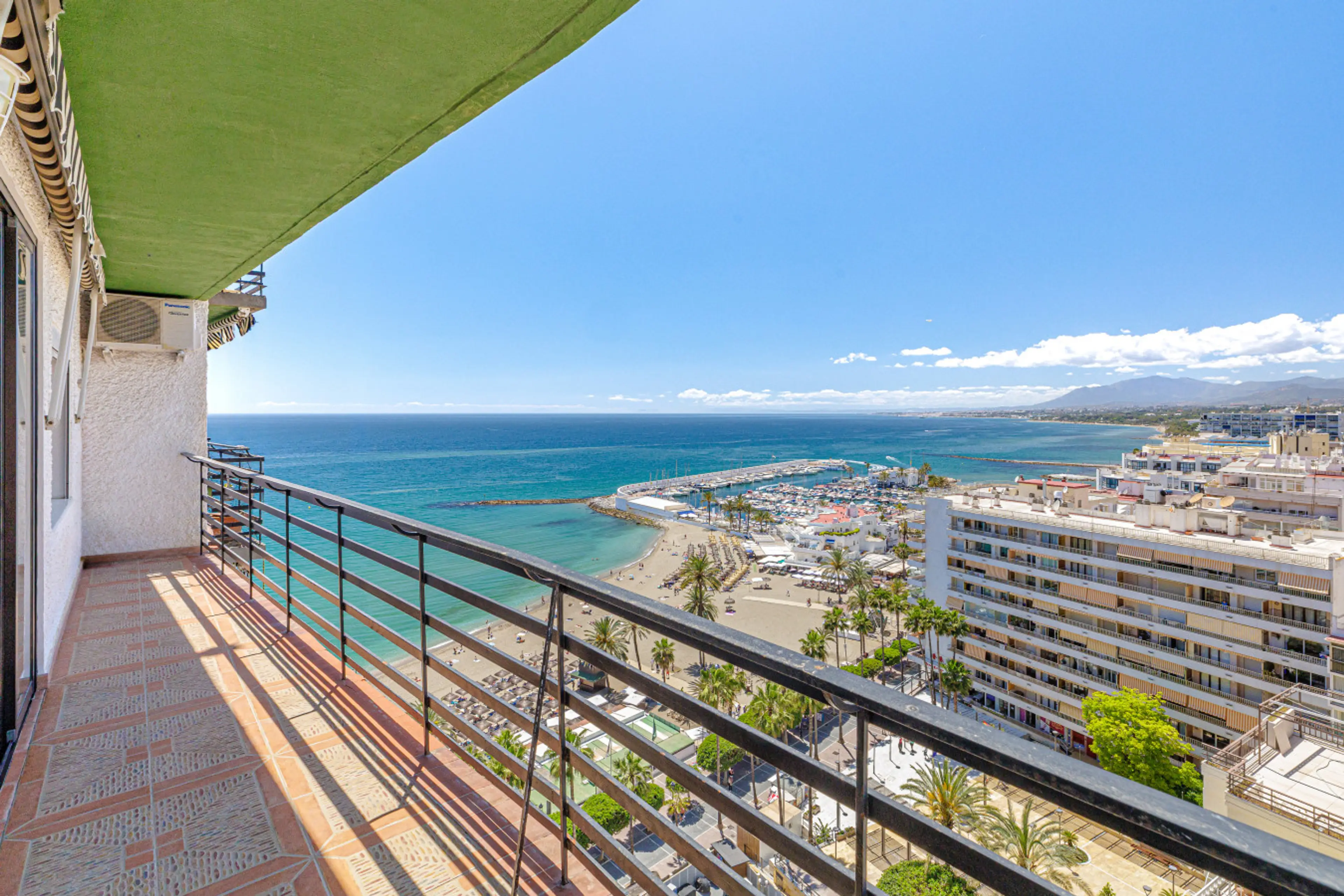 Panoramic Mediterranean Sea views from your private Marbella balcony.