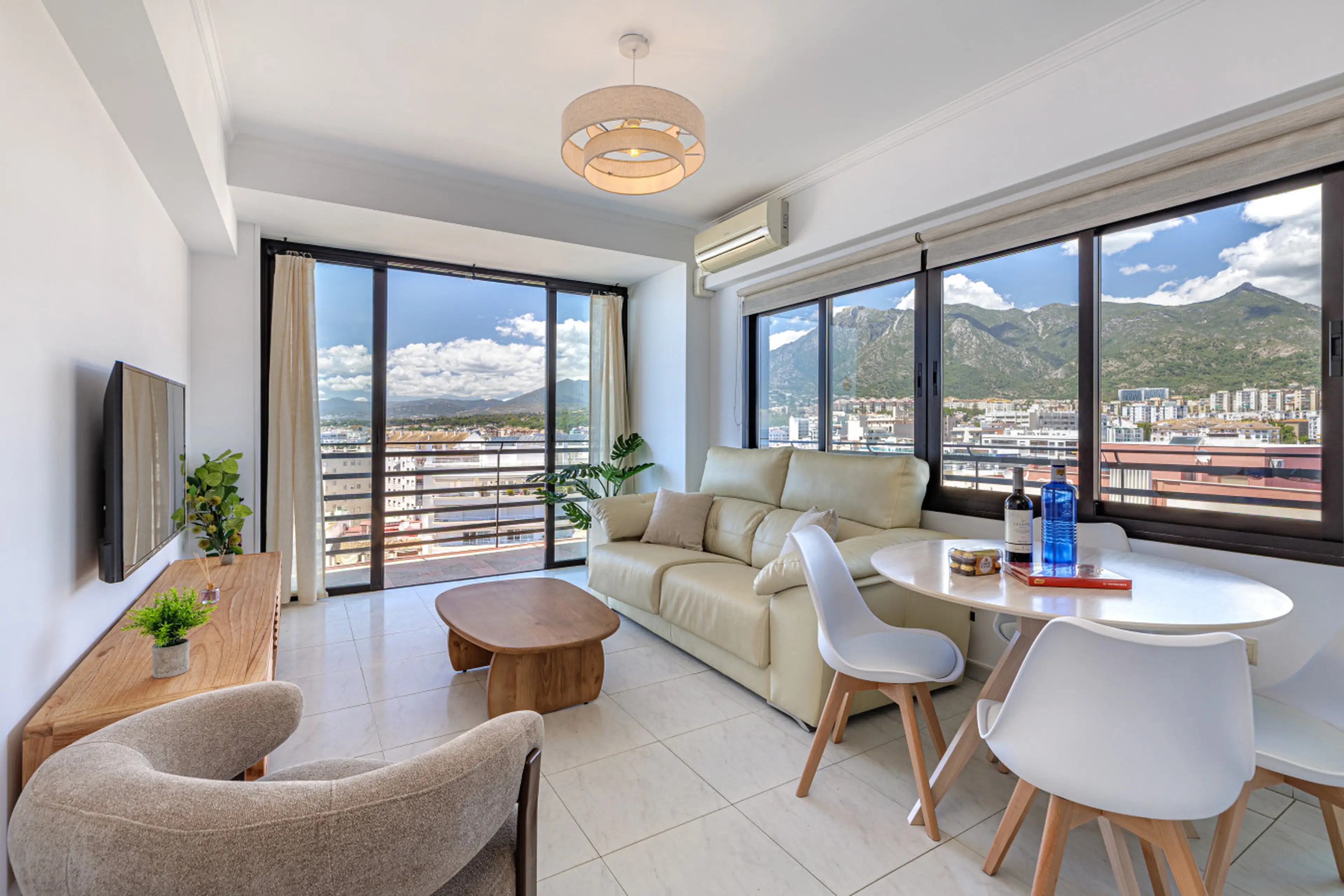 Bright and modern living area with ocean views and natural light.