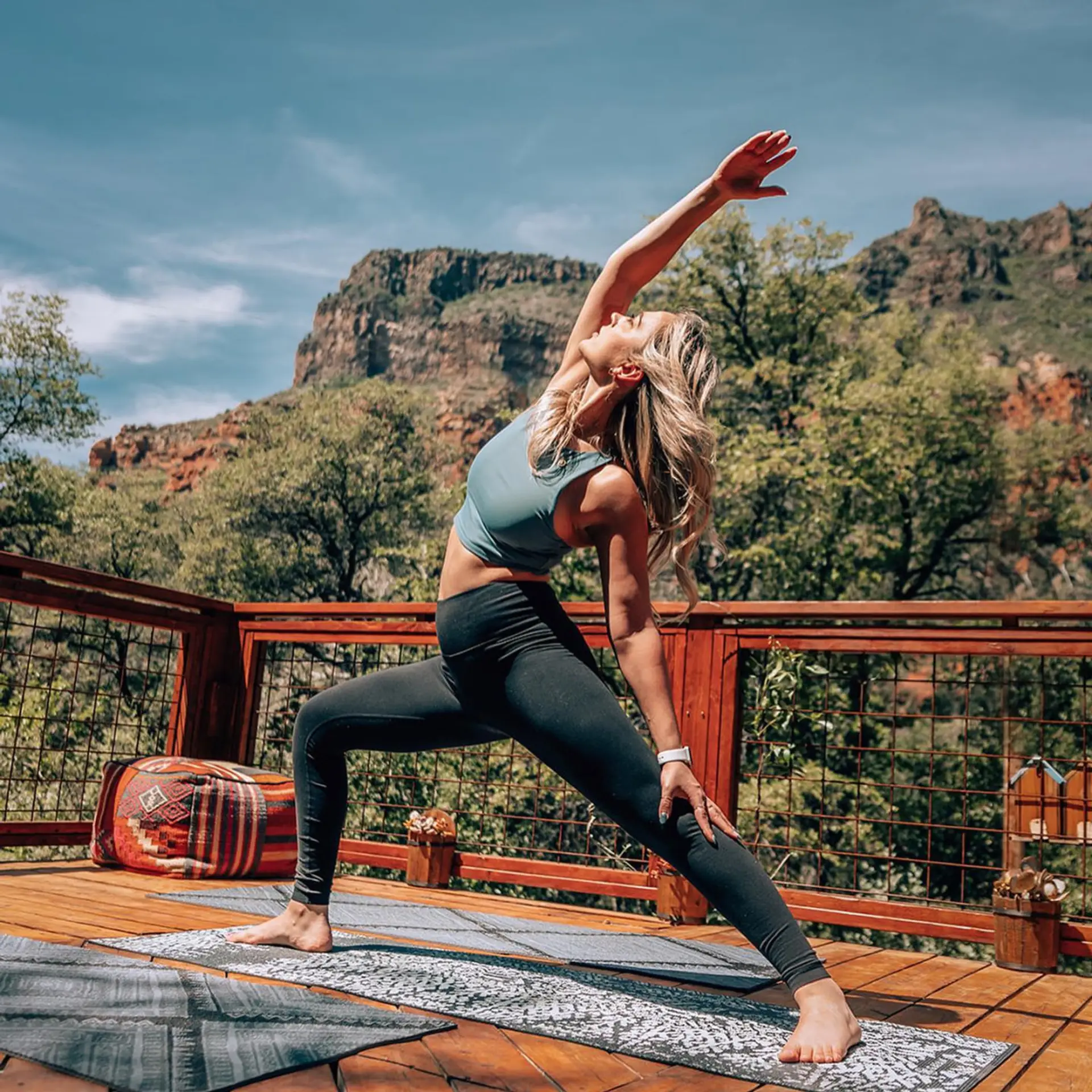 Begin your day with yoga or meditation on the spacious private deck overlooking Sedona's iconic red rock formations. A peaceful setting designed for wellness, relaxation, and connection with nature.