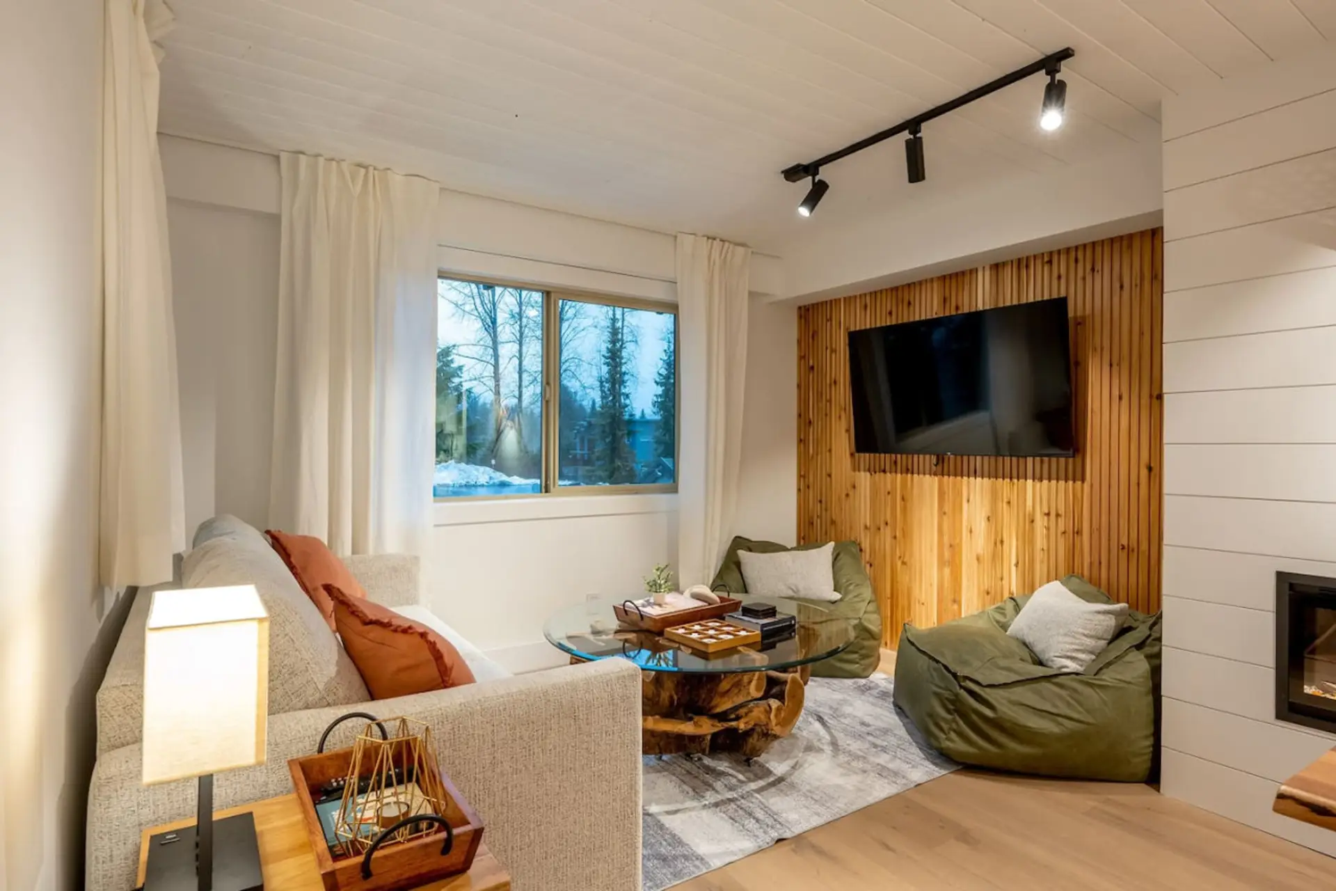 Living Room with double sofa bed