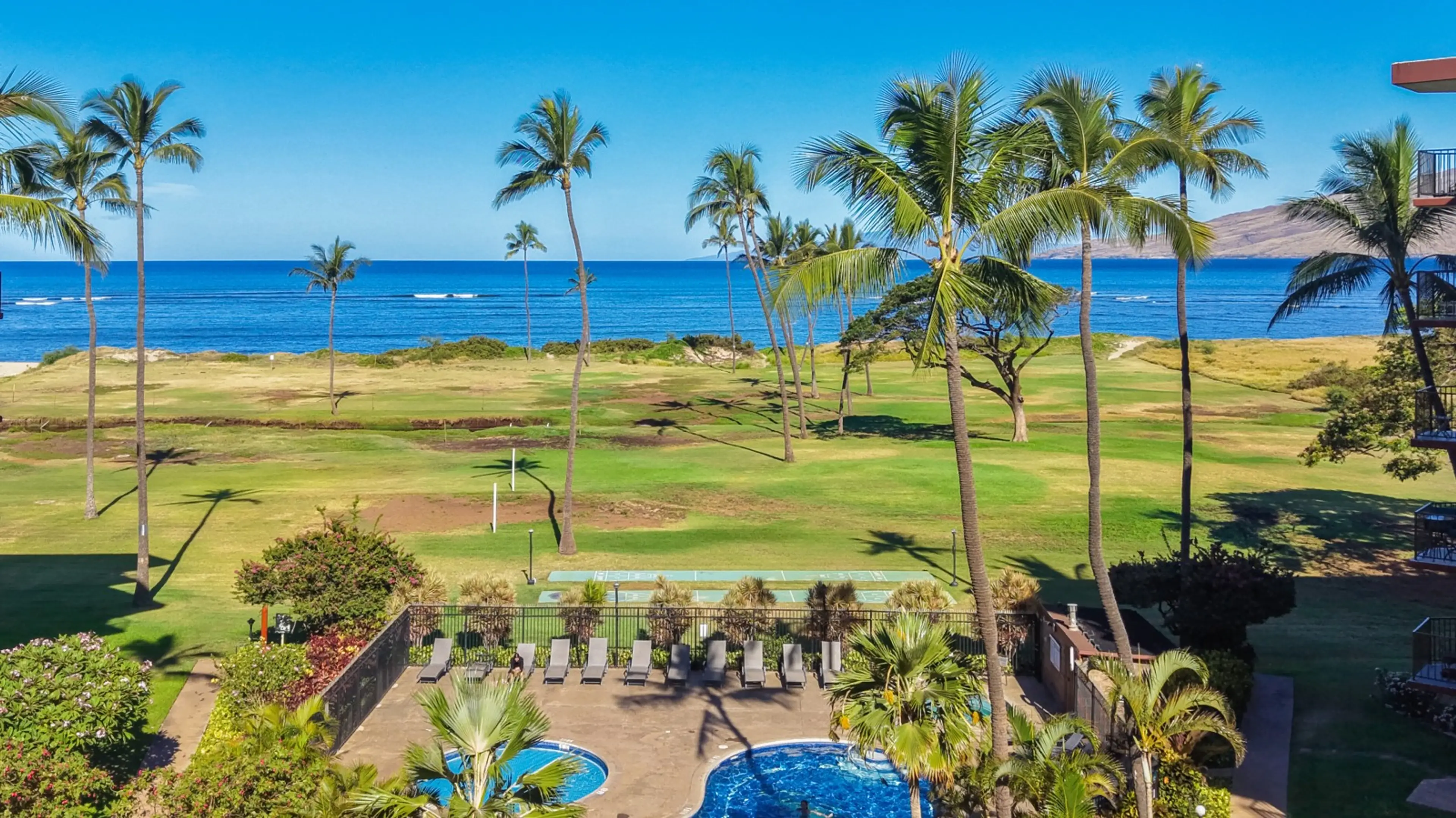 Ocean front pool and shuffle board