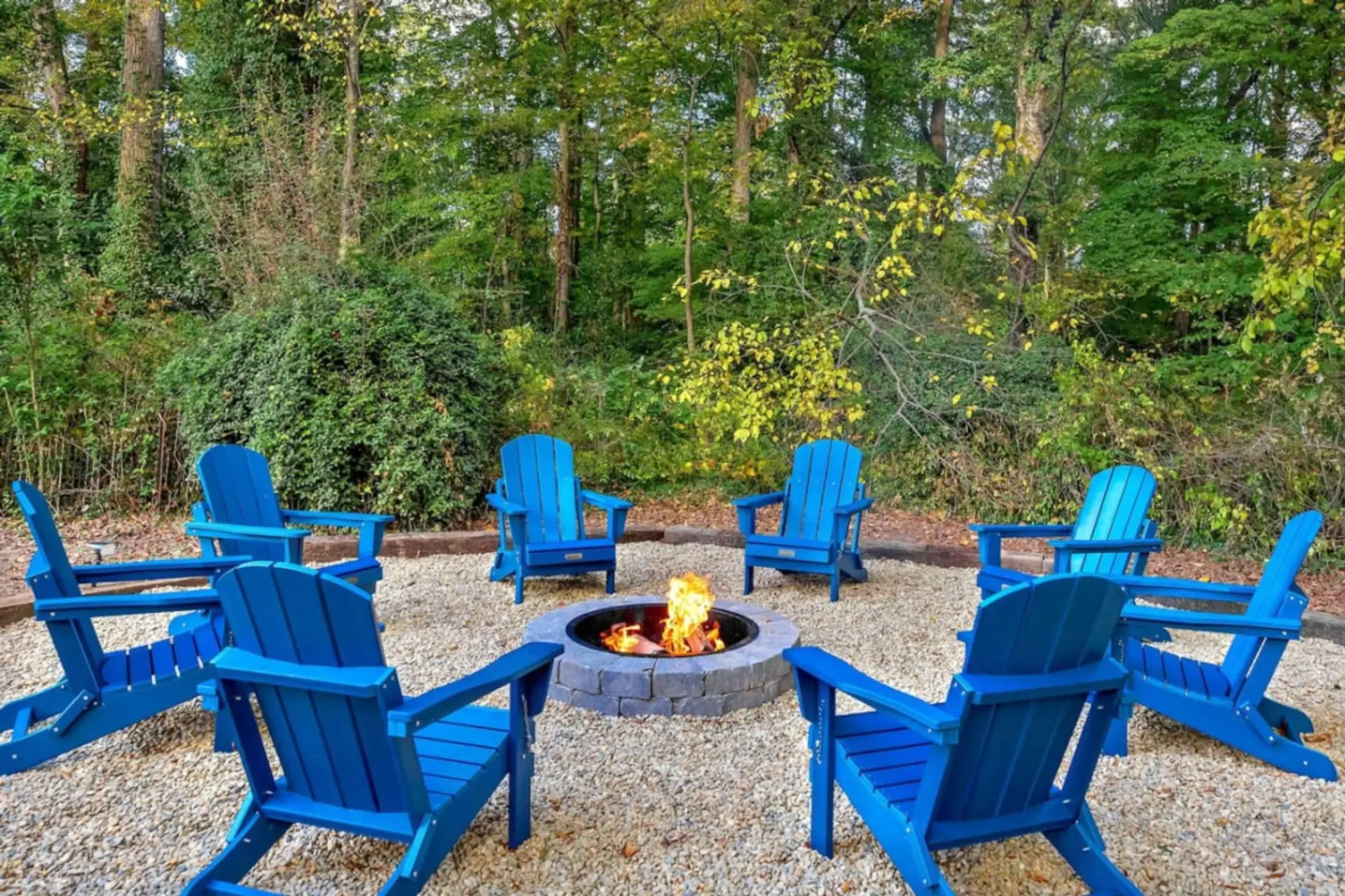 Spacious outdoor camp fire area
