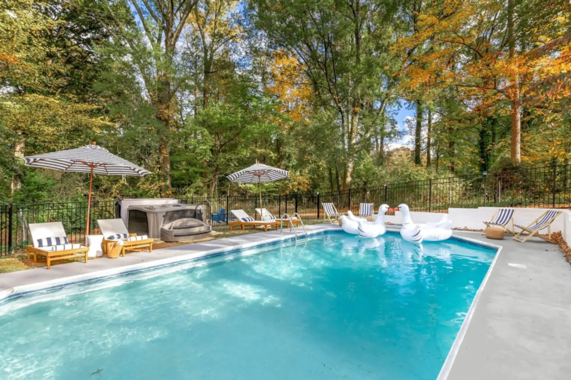 Outdoor pool with green scenery