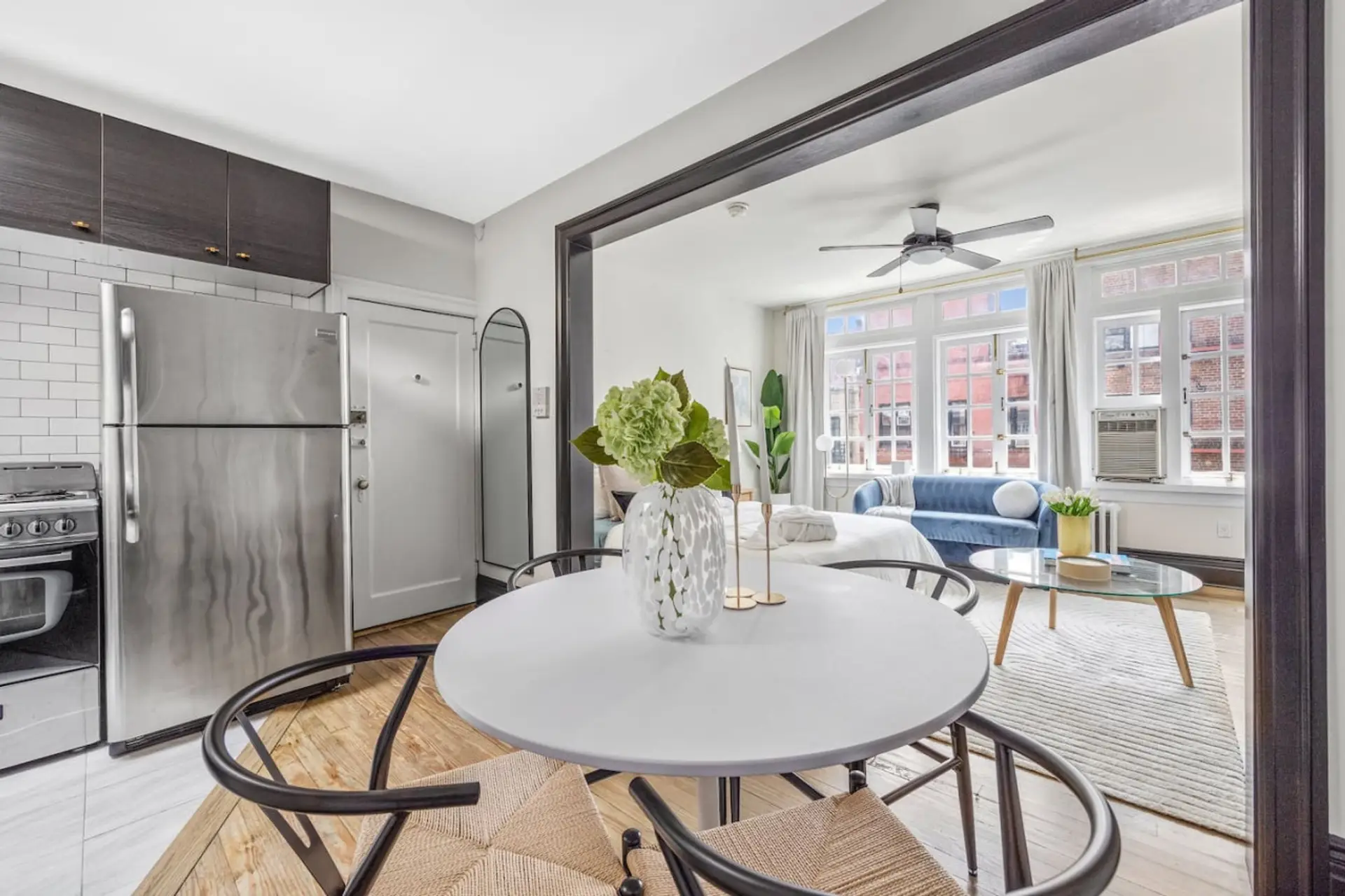 Bright and airy dining area with modern furnishings