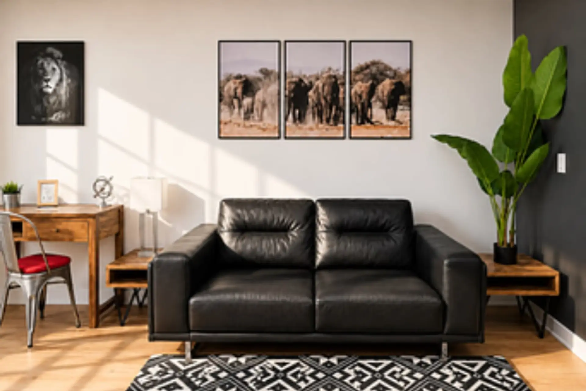 Kick back after a day of exploring in this cozy, light-filled living room with a Smart TV and private balcony access.