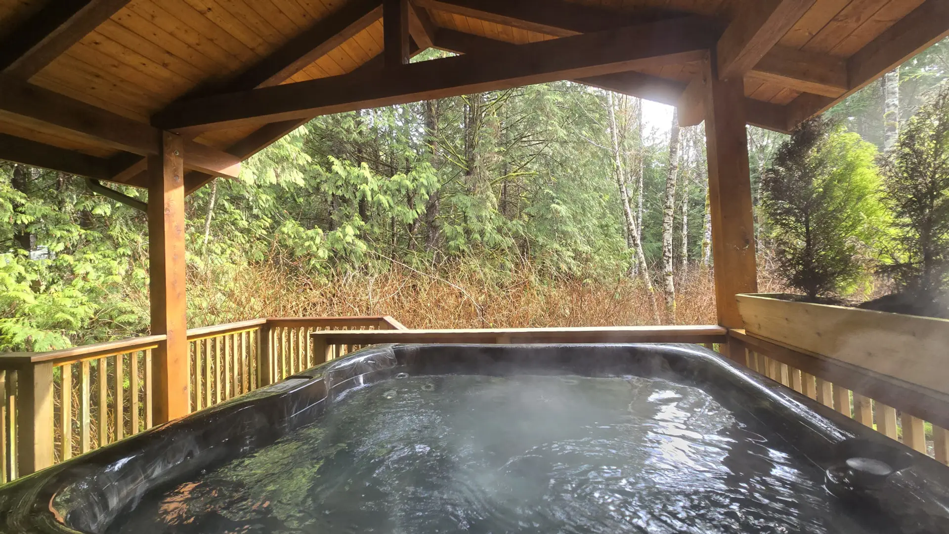 Private hot tub on the covered deck