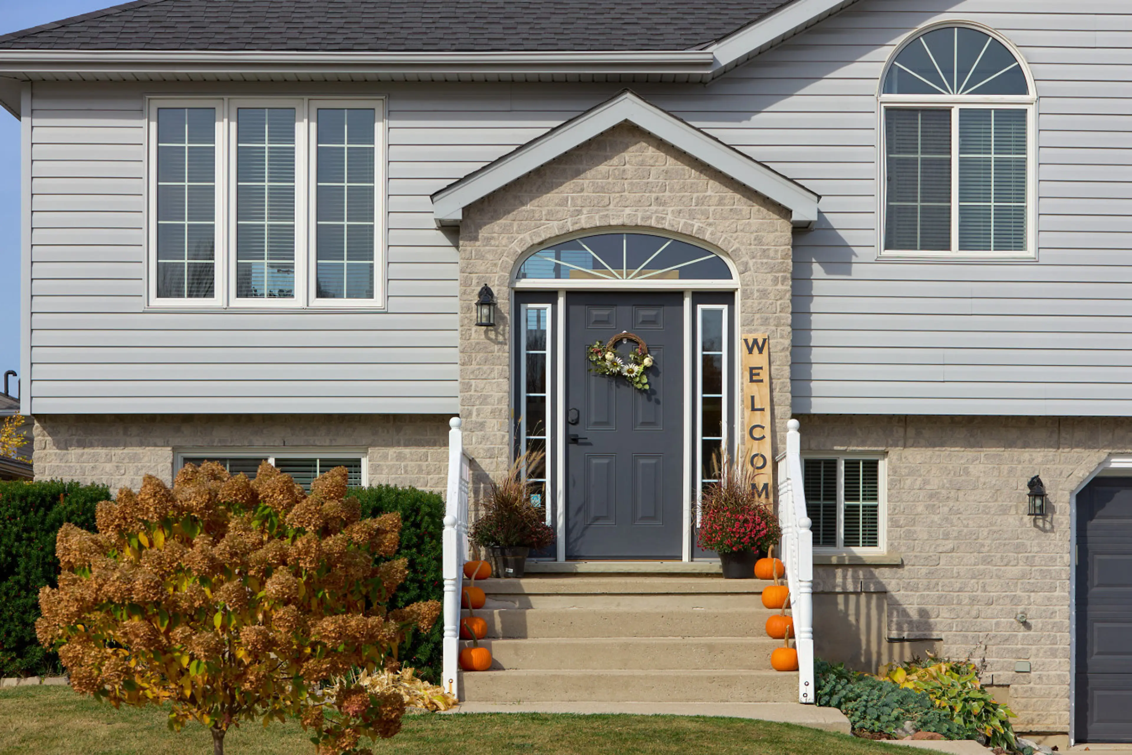 Front of house with fall decor