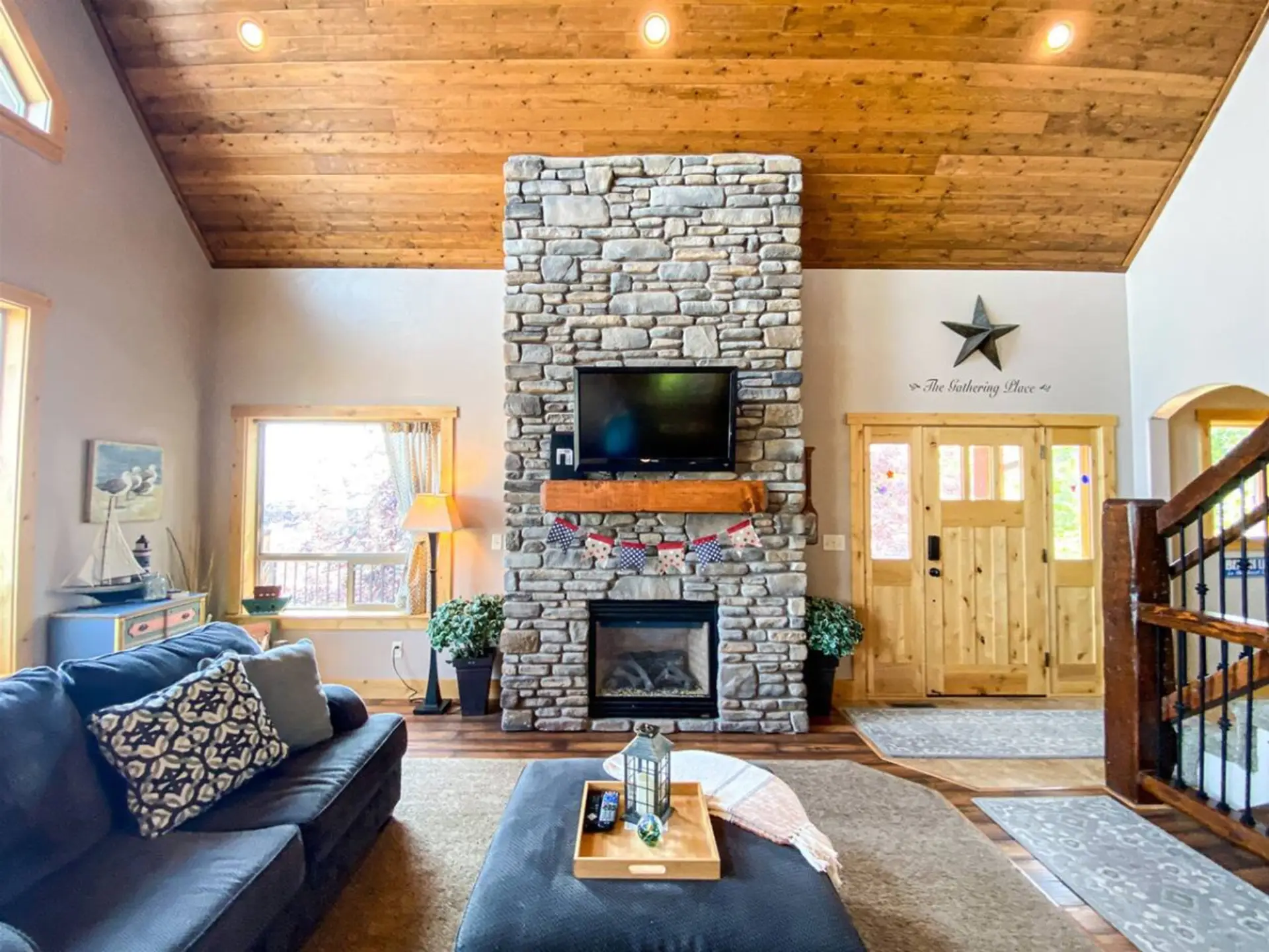 Family Room with Fire Place and TV