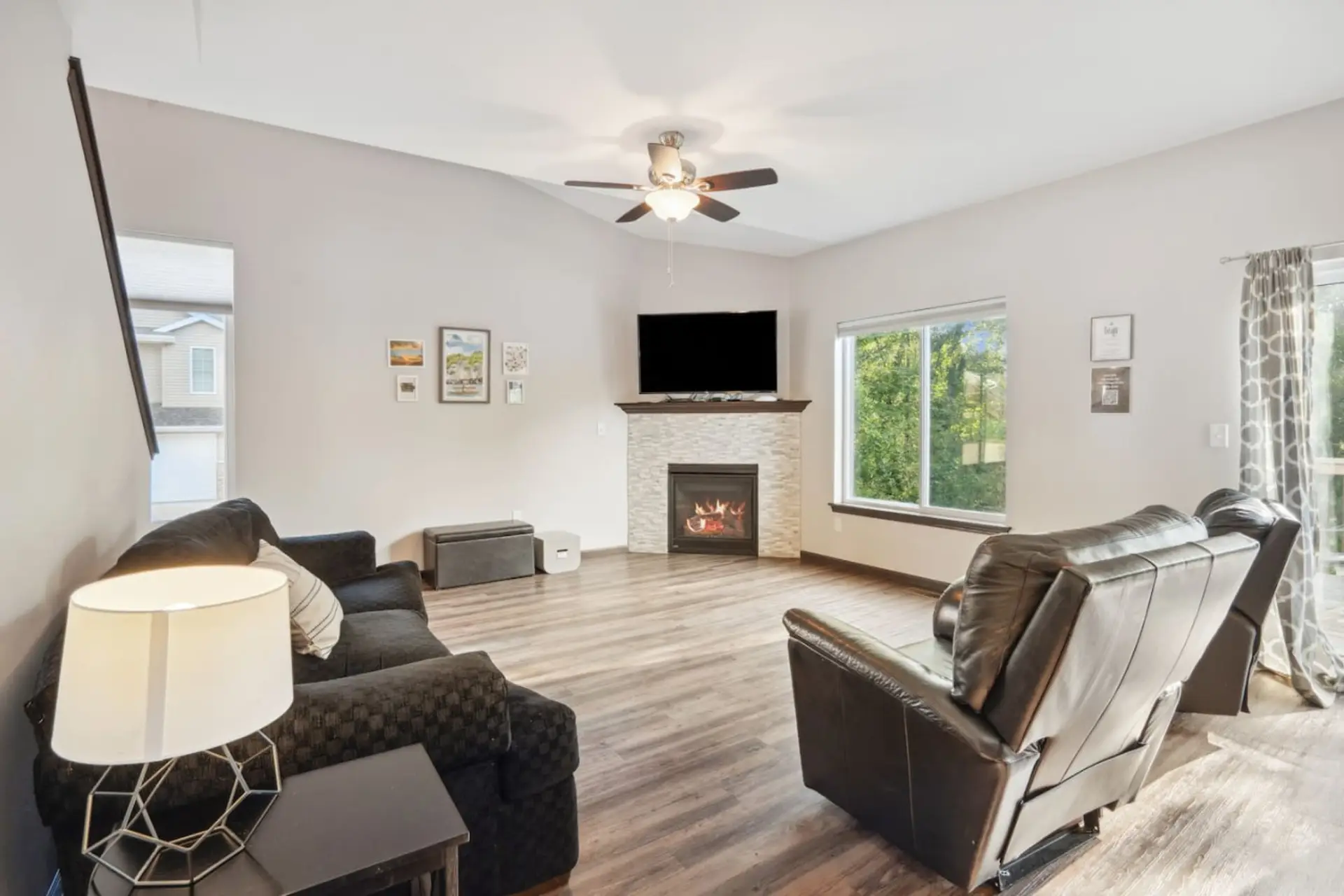Cozy up by the fireplace!