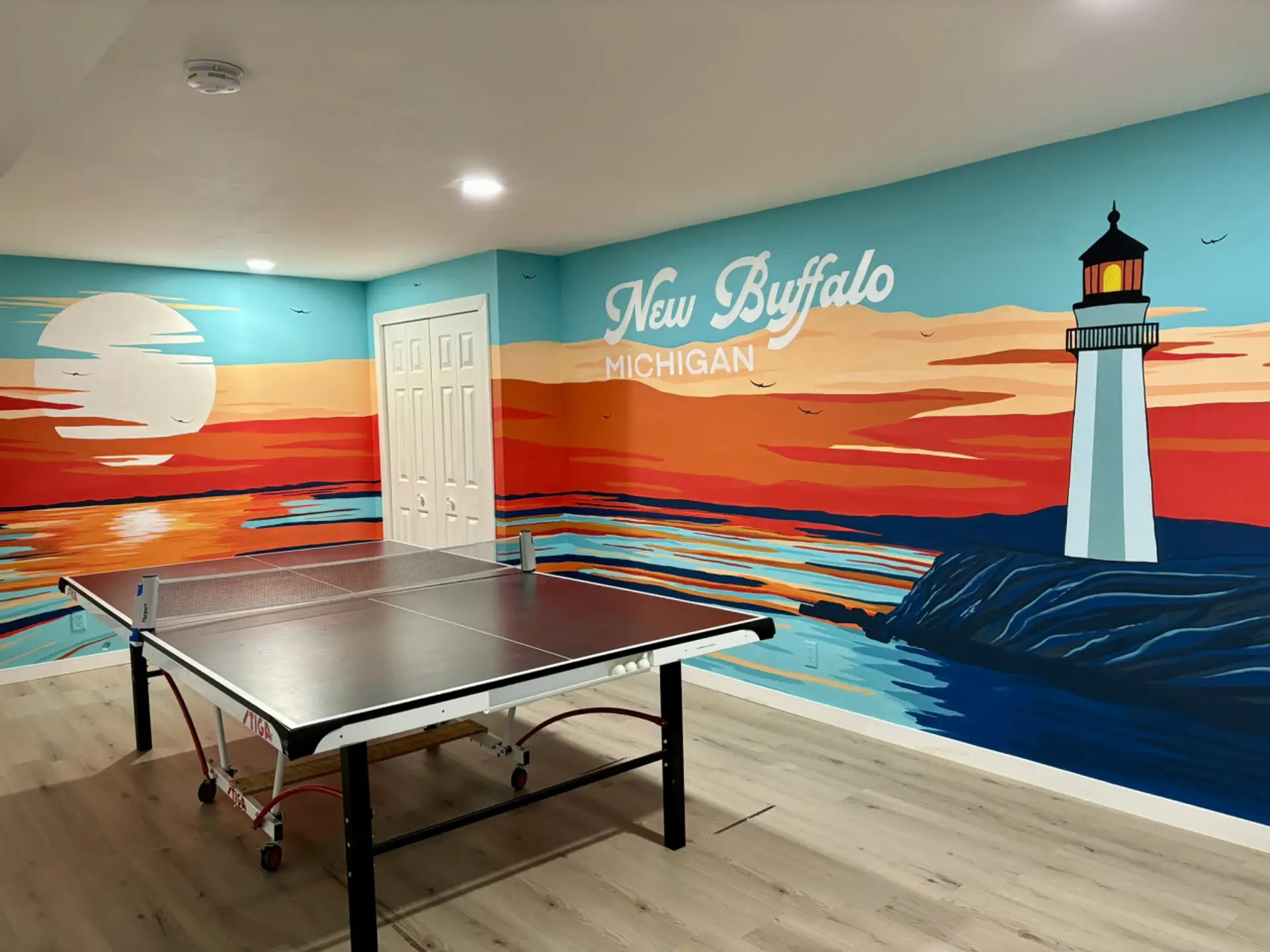 Custom mural in the basement game area