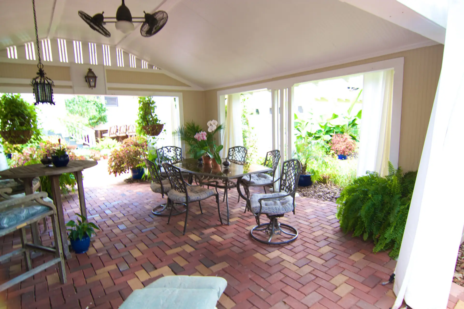 Guests have access to the outdoor patio in the backyard