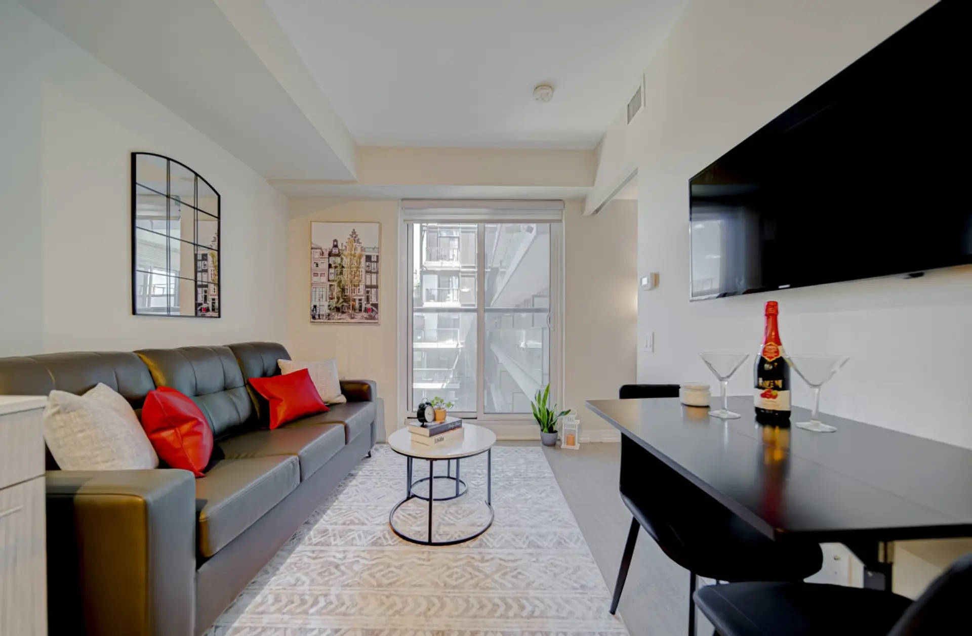 Cozy up in the living room with soft blankets and cushions