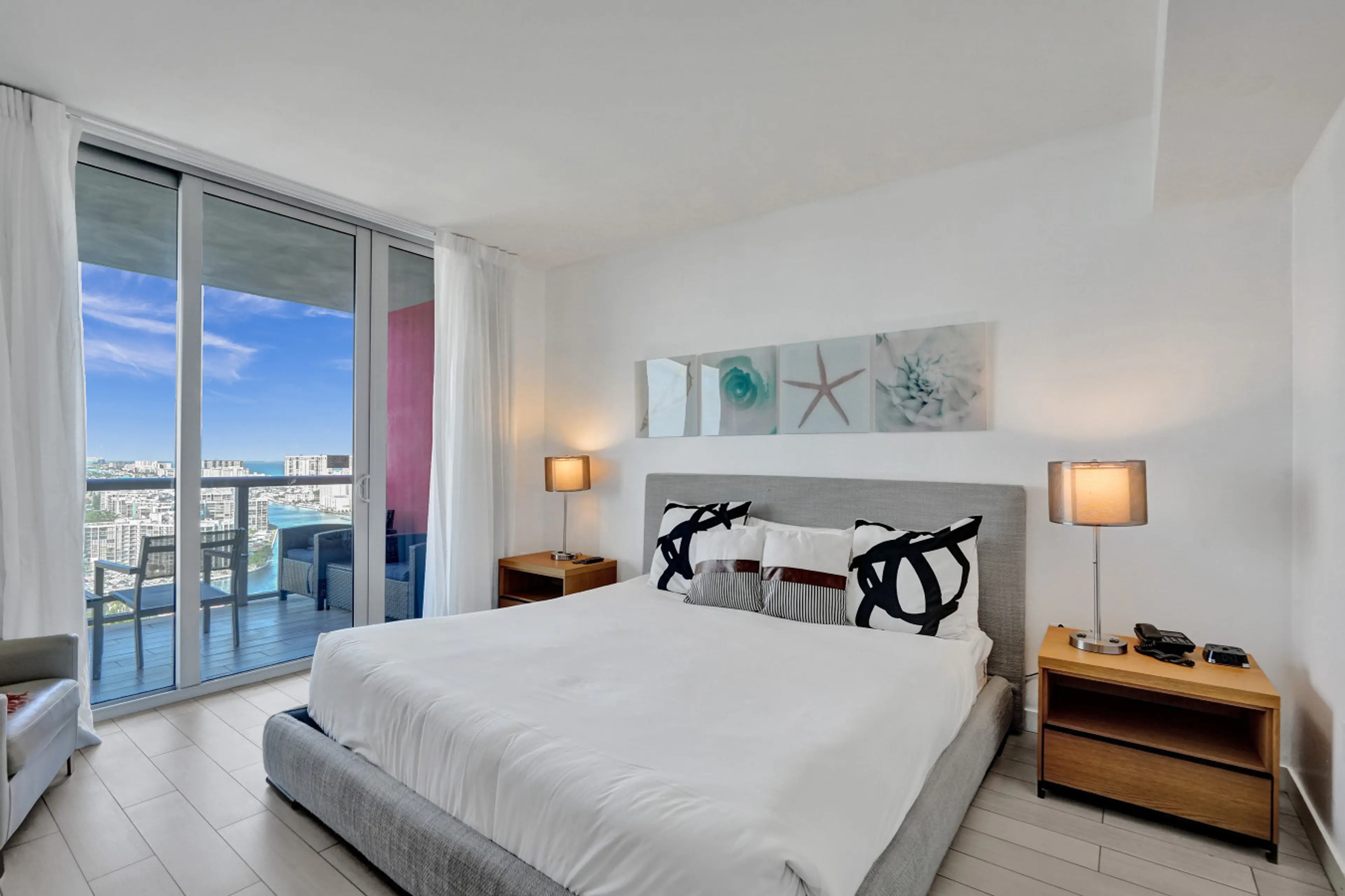 Spacious bedroom with king size bed and Canal view