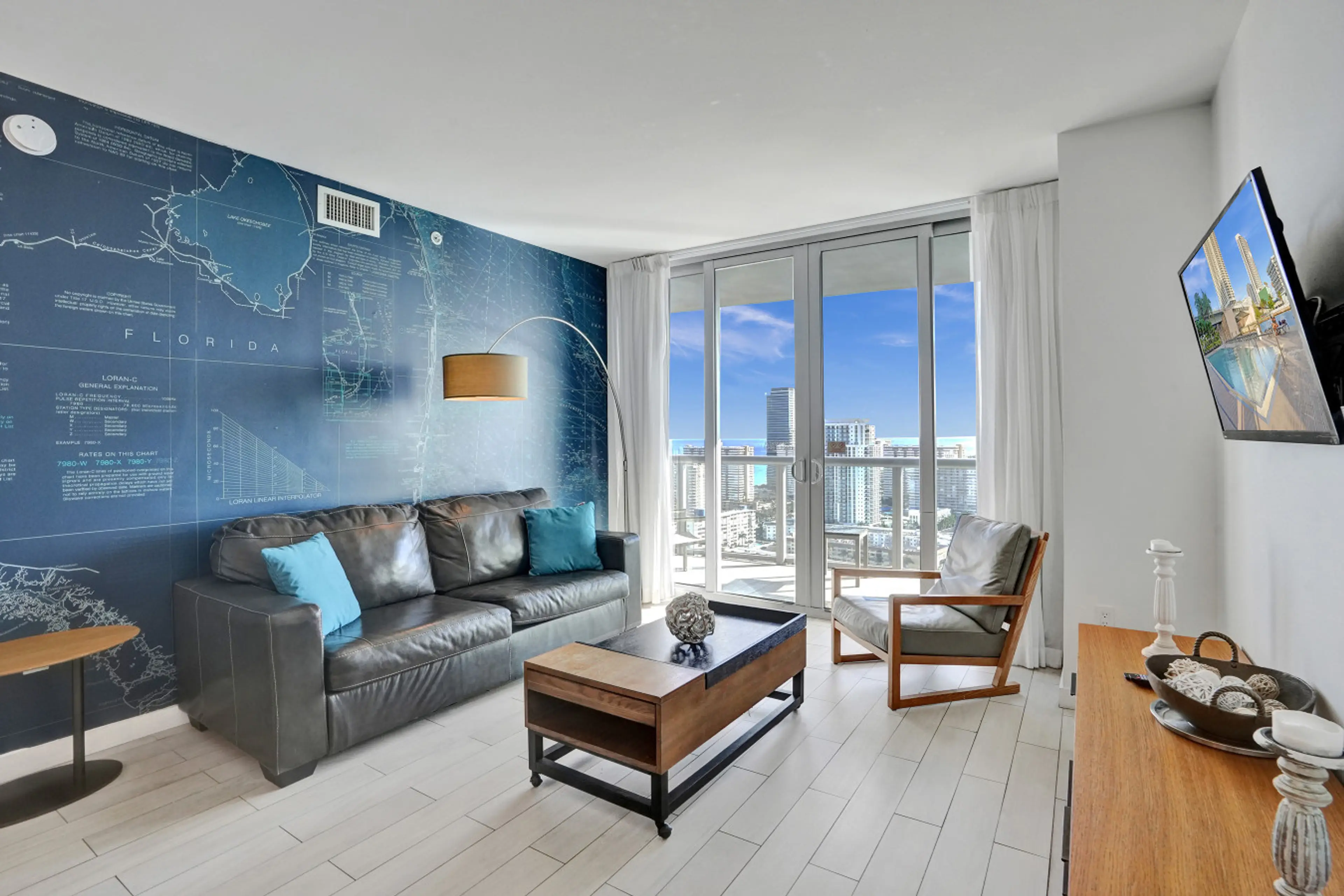 Open space living room with Ocean and Canal View