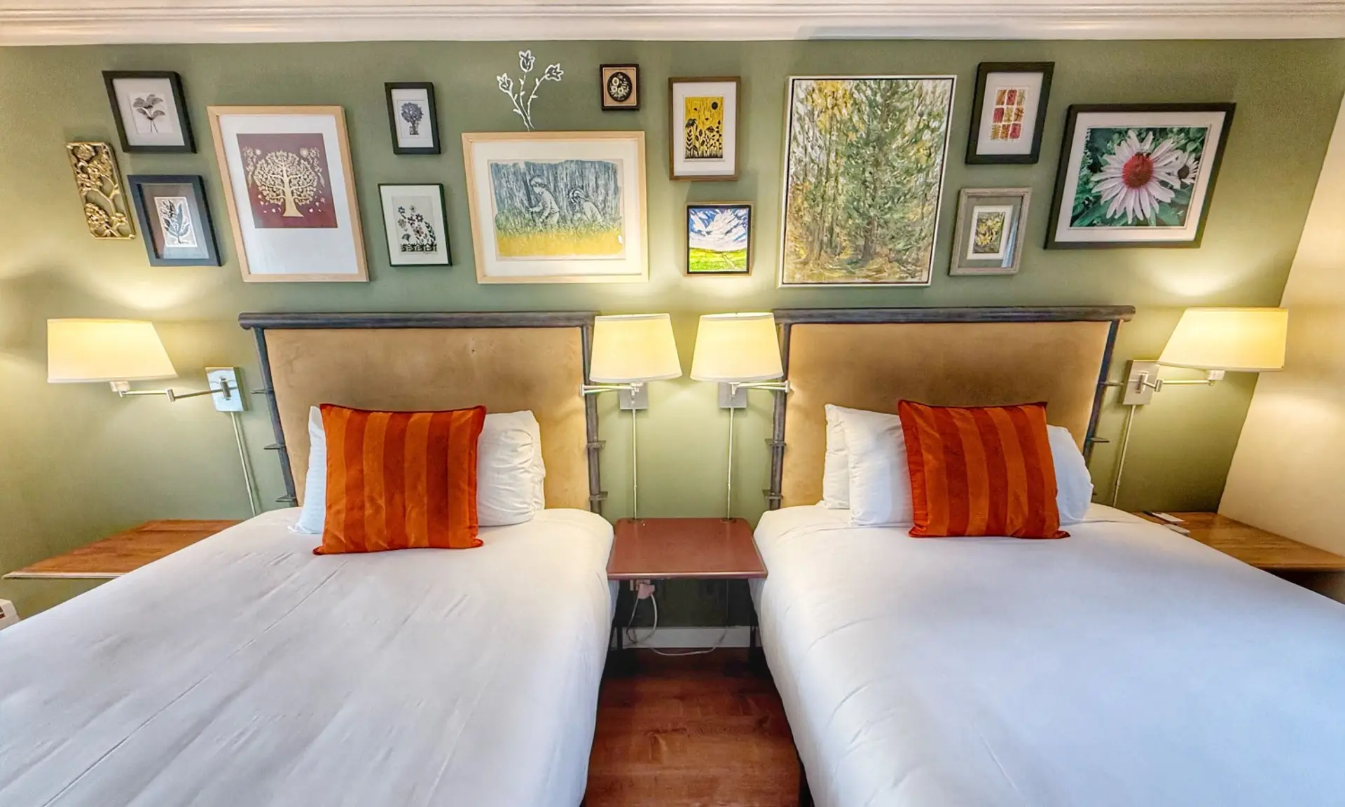 Two double beds set up