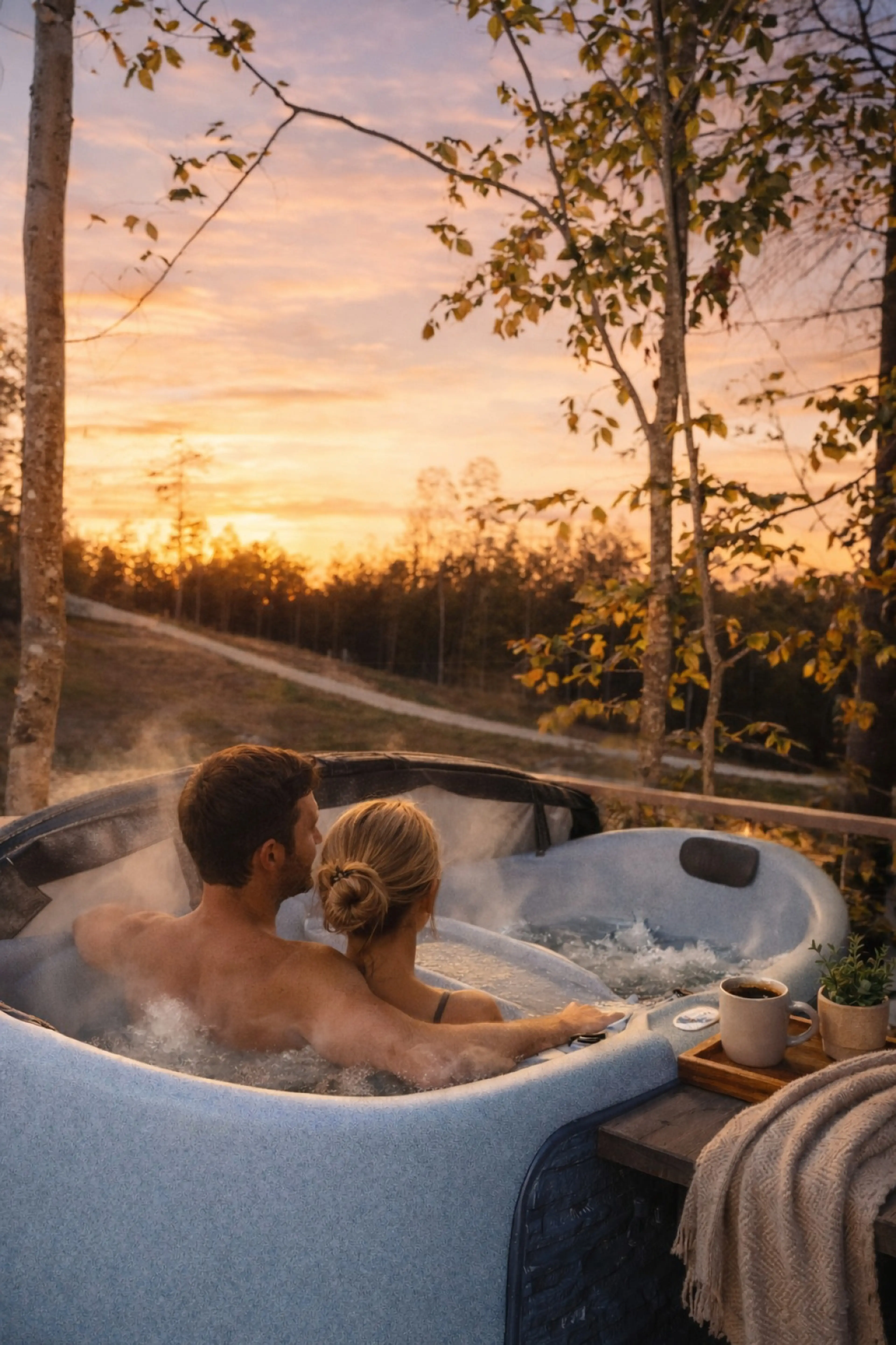 Enjoy your evening watching the Sun Set from your Hot-Tub