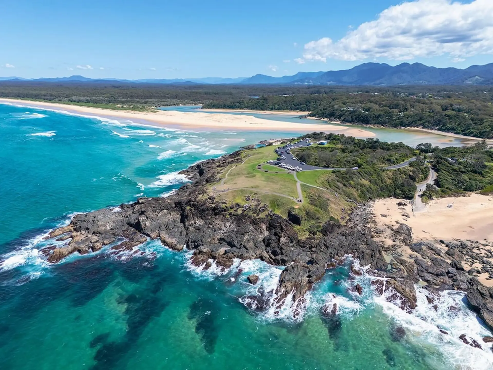 Sawtell headland and beaches with views to the mountains