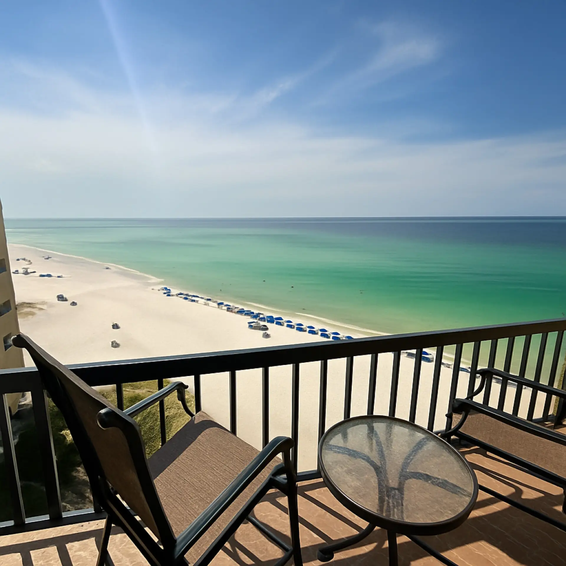 Private balcony overlooking emerald Gulf waters