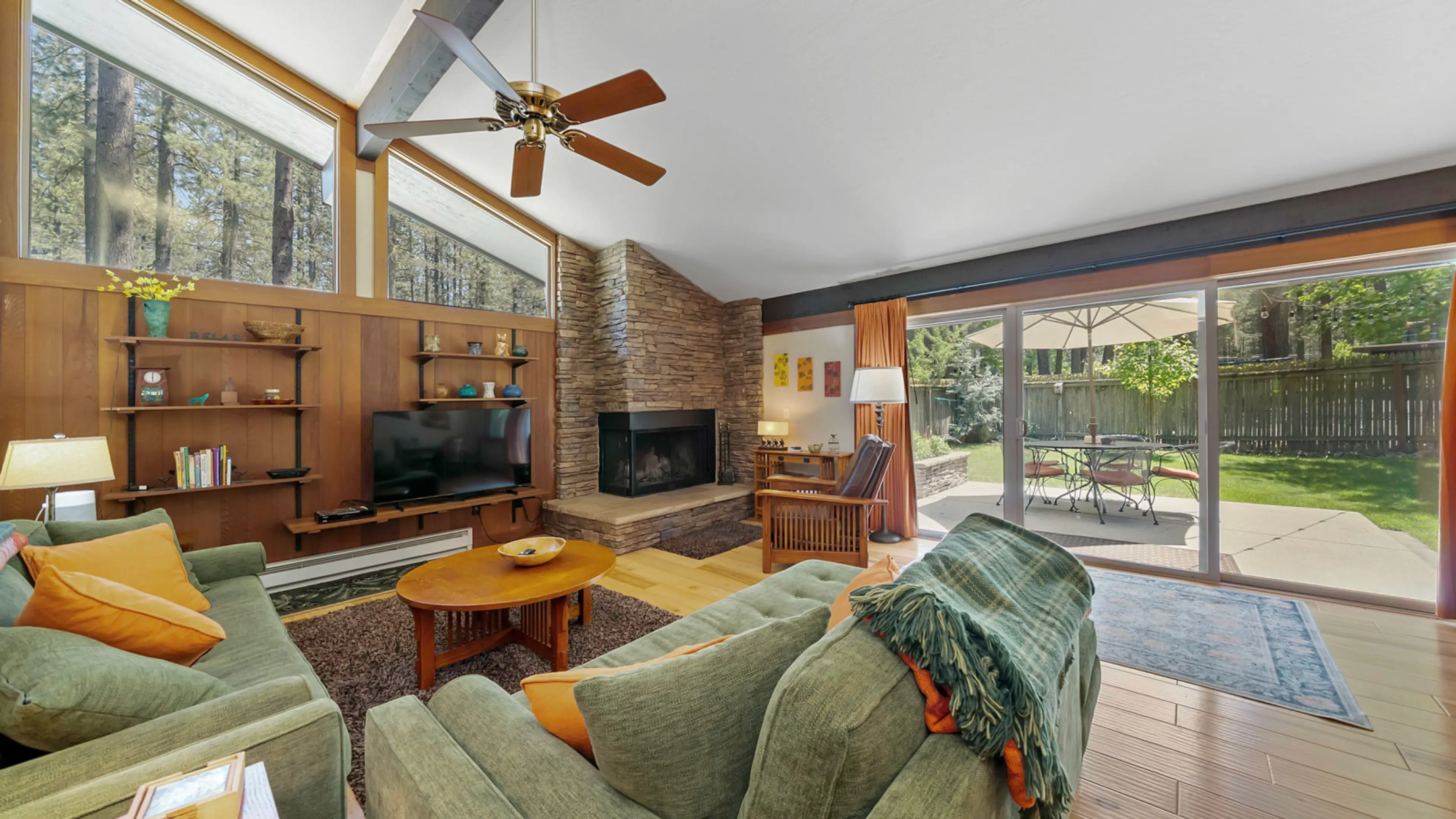 Tastefully appointed living area opens to your private yard