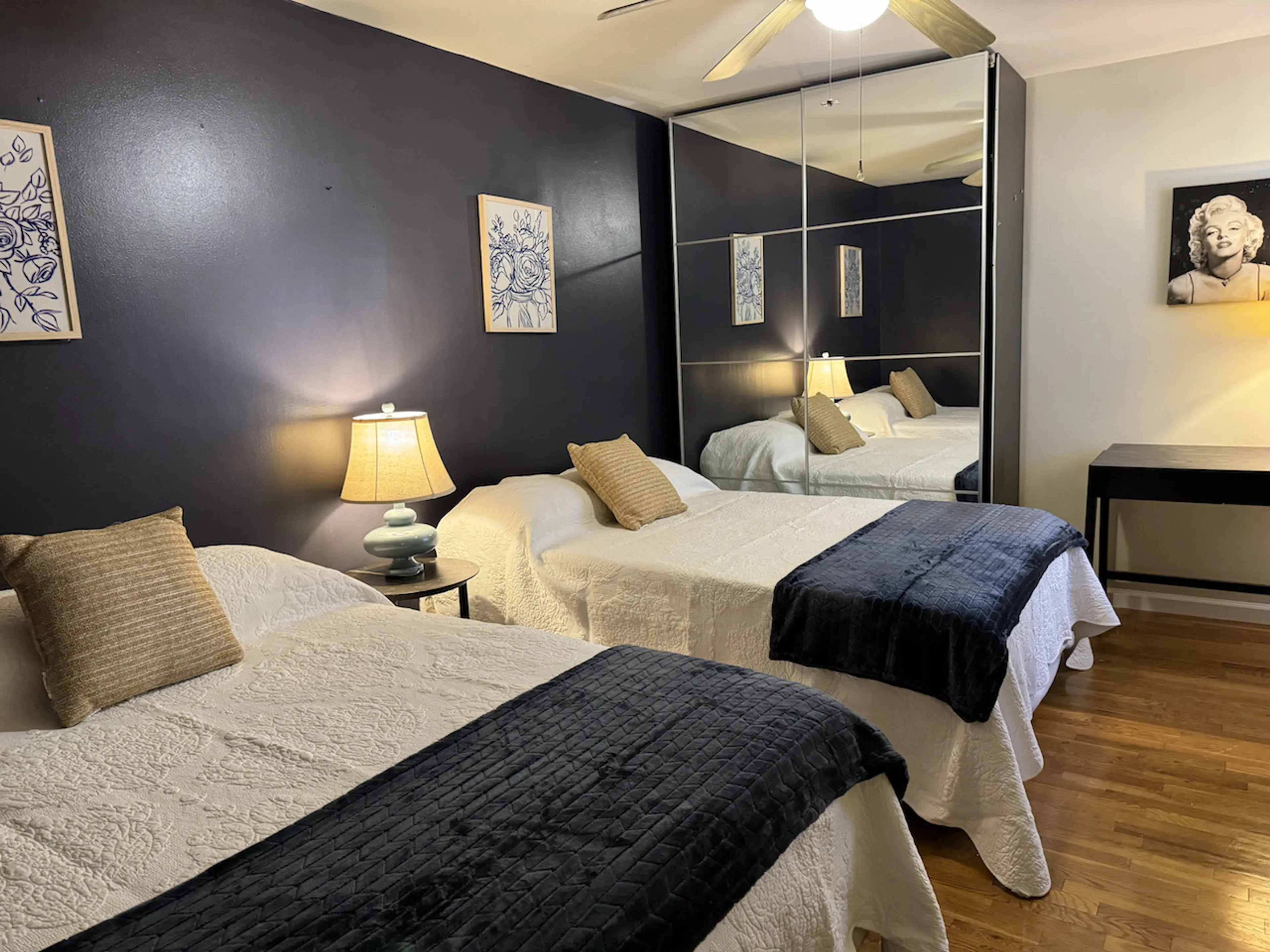 Bedroom # 3 : Apartment  1 ;  2 double beds , central AC, TV, mirror glass