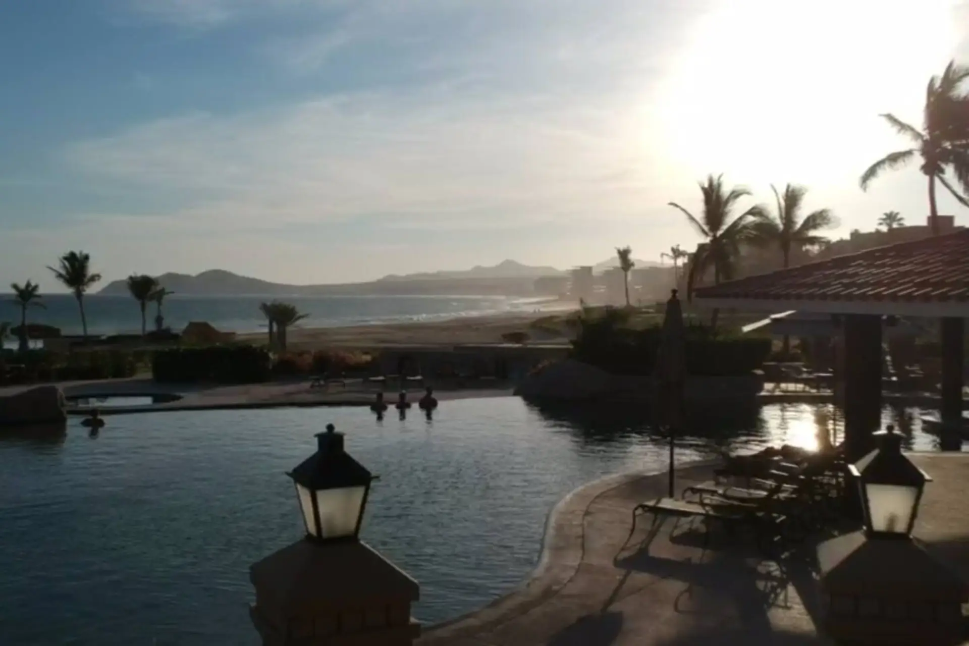 Sip your morning coffee overlooking the peaceful fountain and palms.