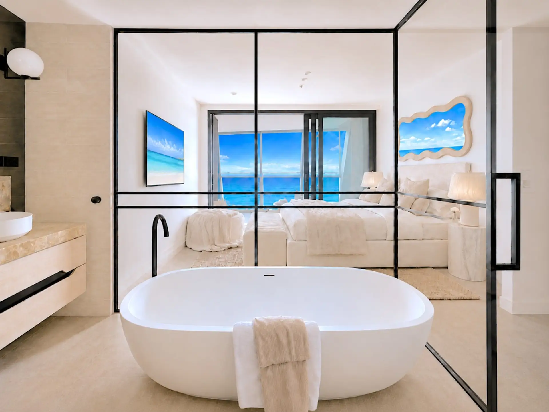 The Master bedroom with bathtub