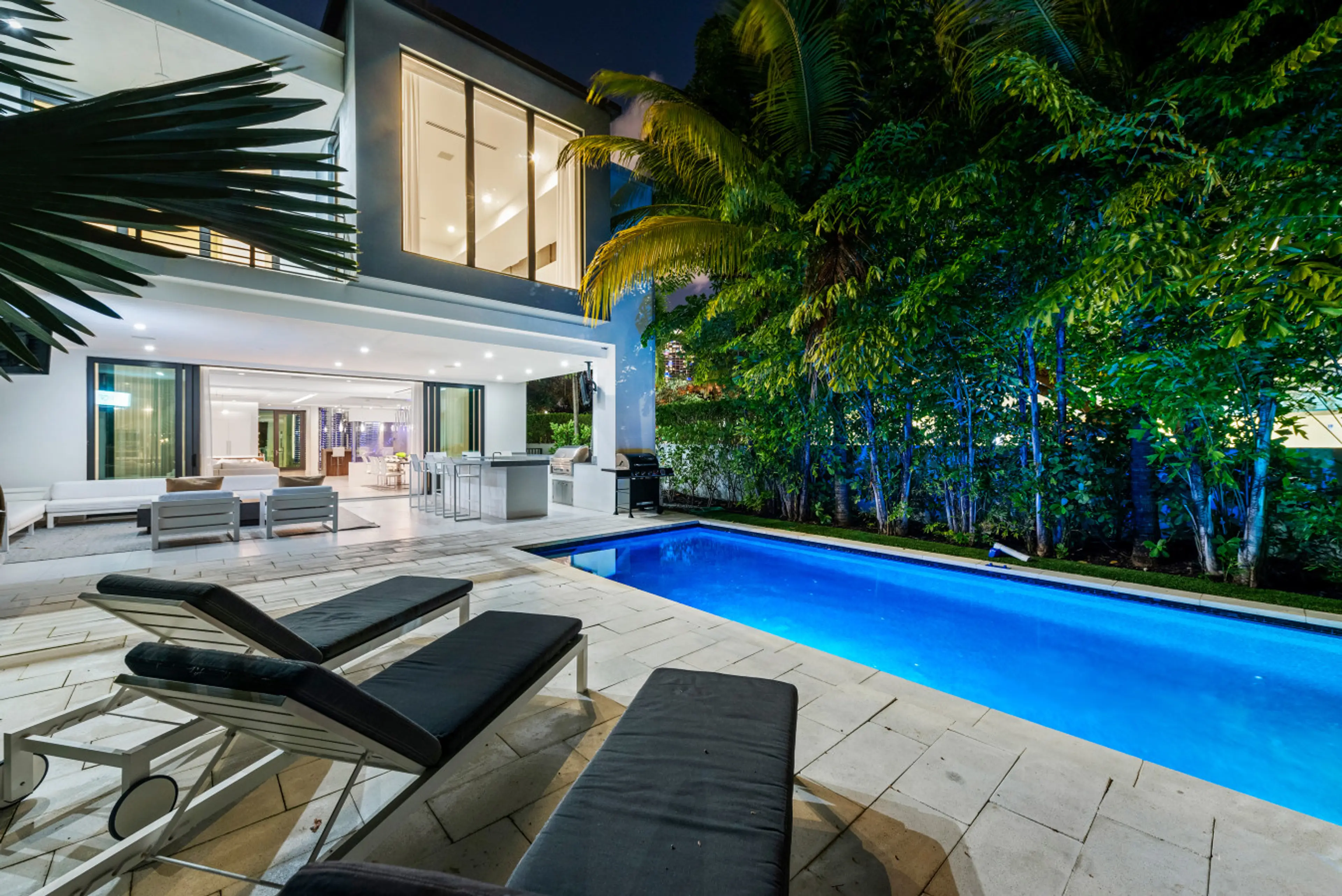 Serene blue water for moonlit swims