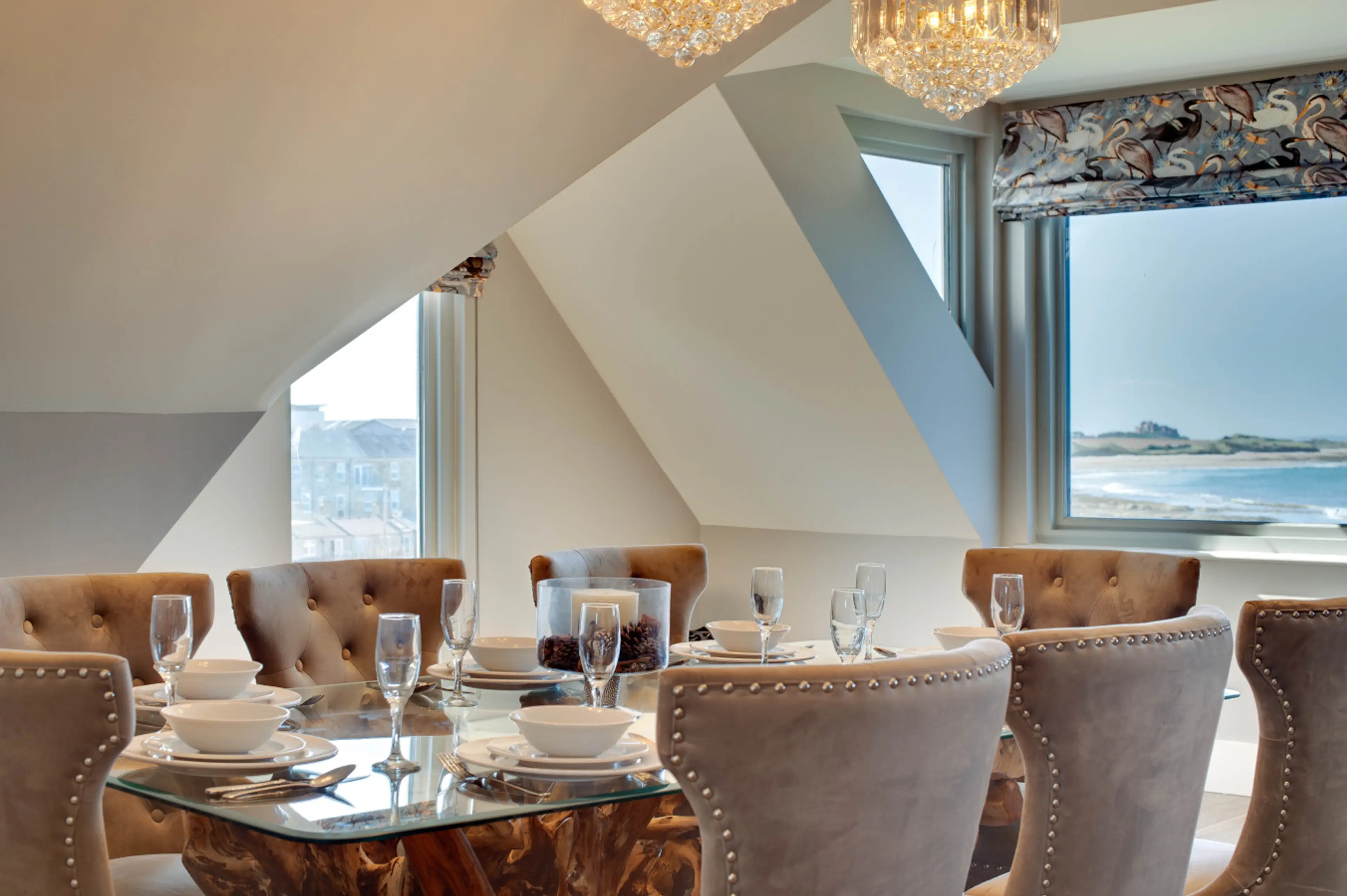 Dining Area with View of Bamburgh Castle