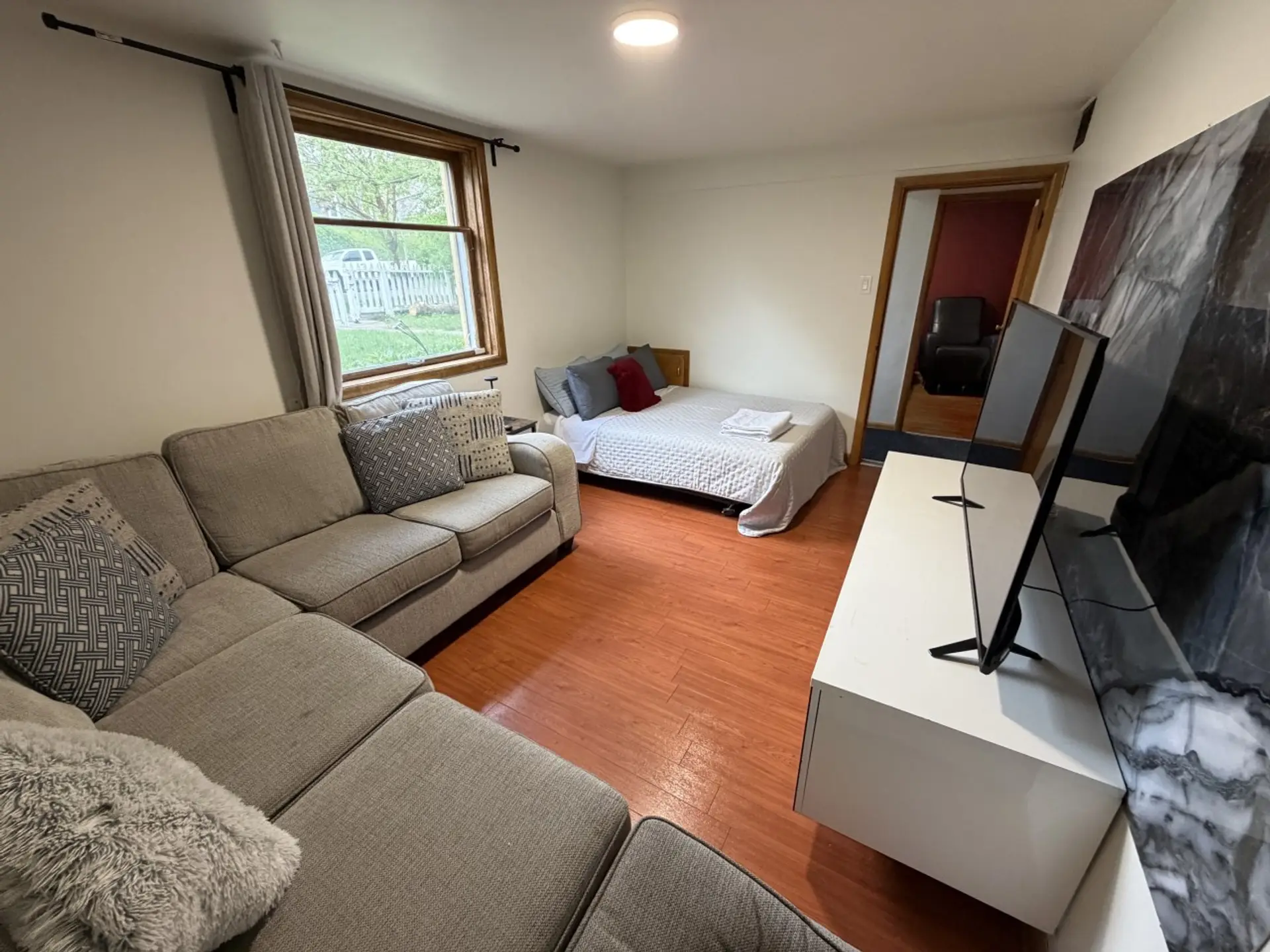 Large Sectional and Double Bed