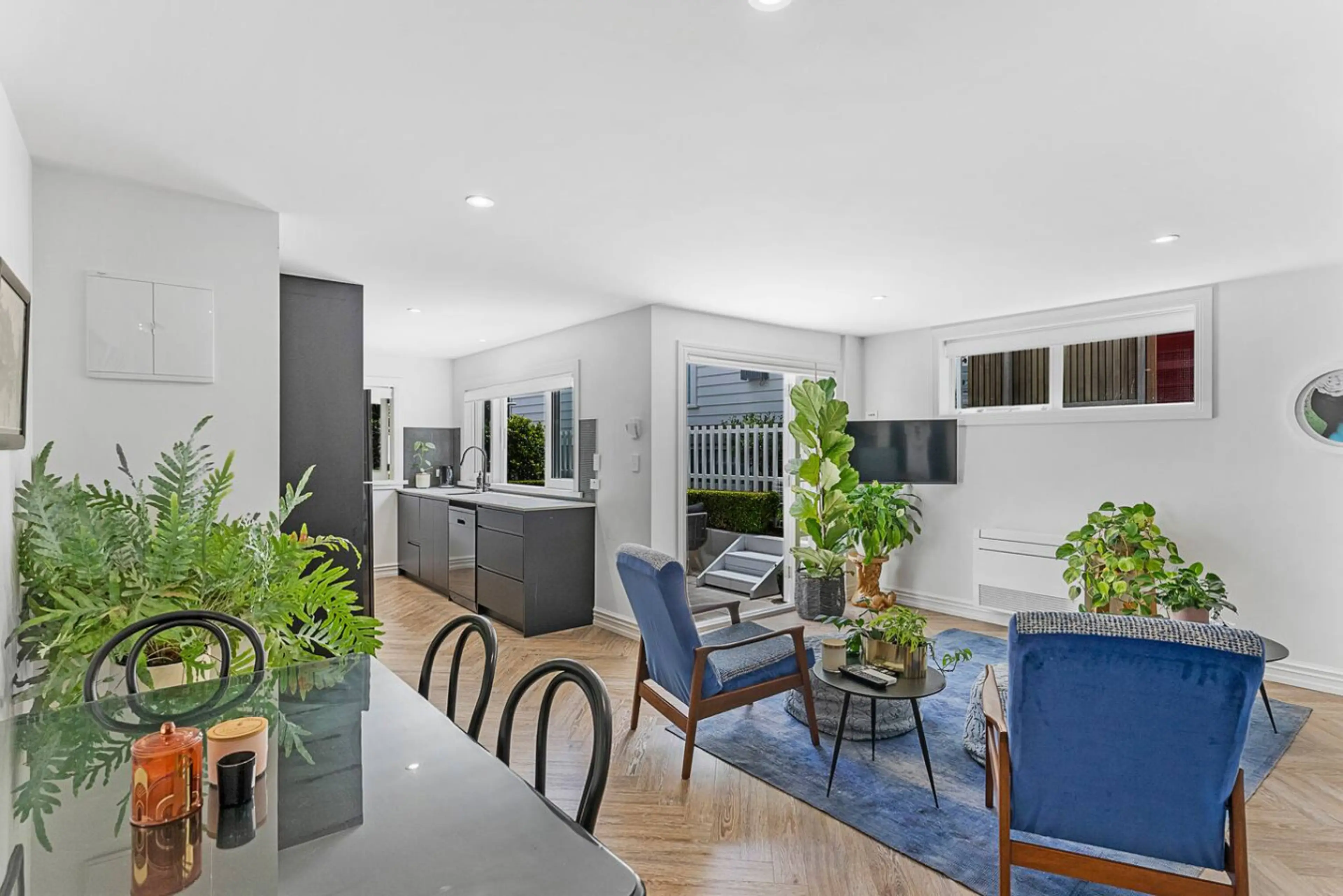 Open plan living, dining and kitchen