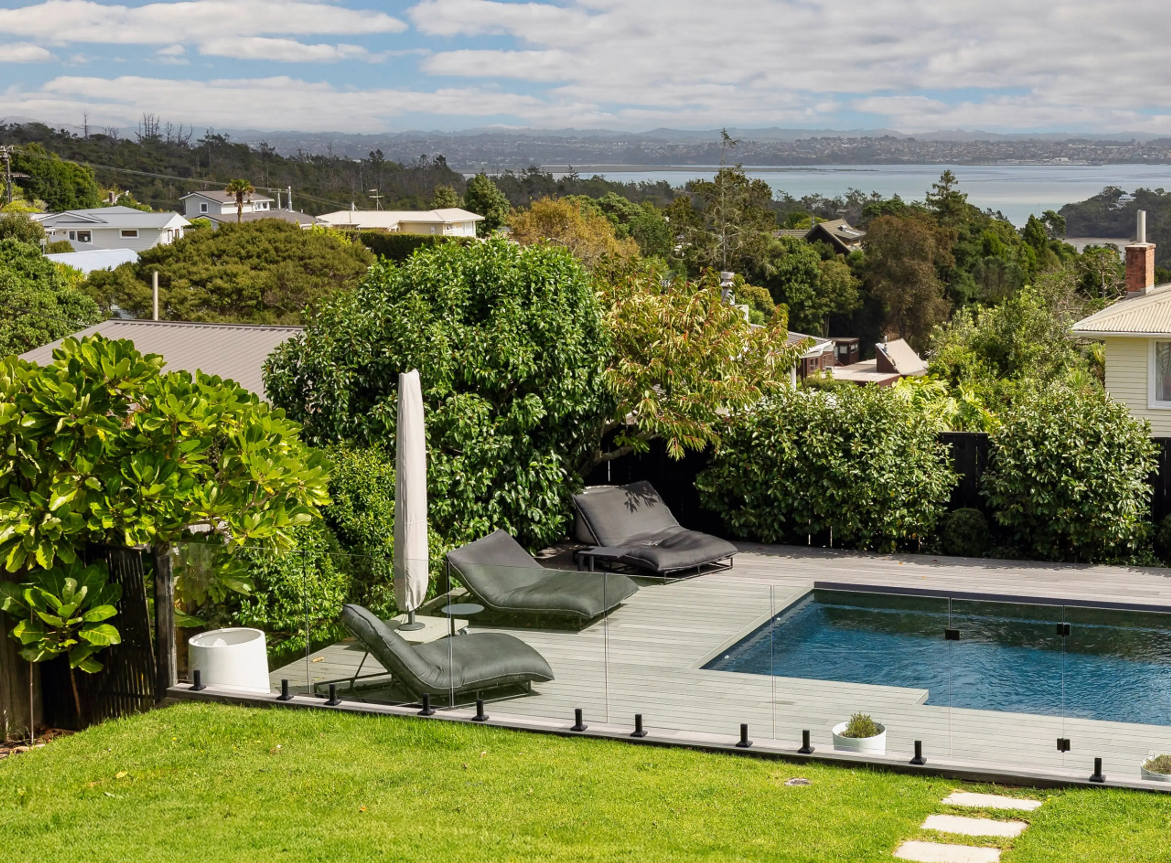 Swimming pool and lawn