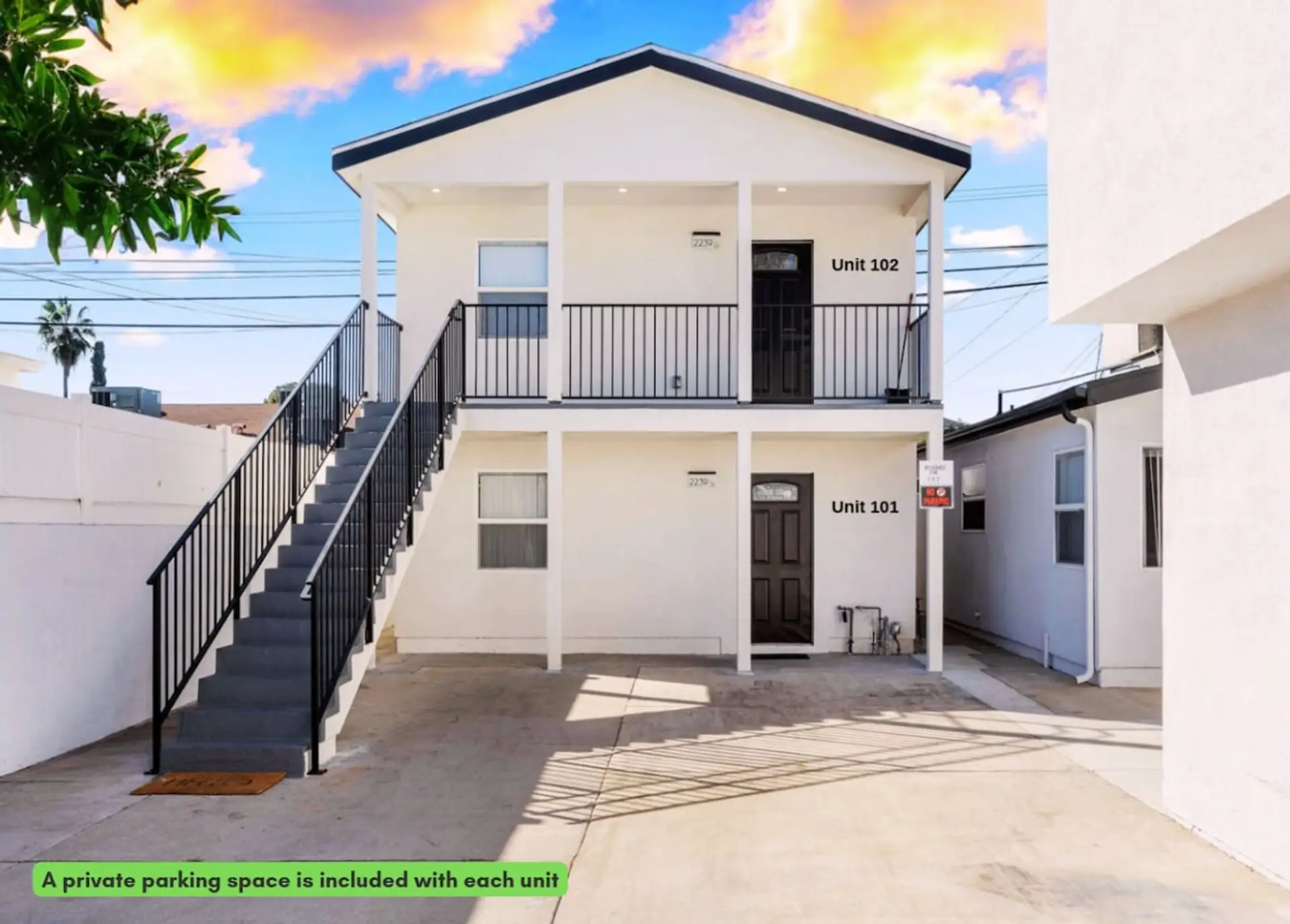 Unit 101 is easily accessible from the ground floor, making it a convenient choice for those who prefer fewer stairs. It has its own entrance and is perfect for a comfortable living setup