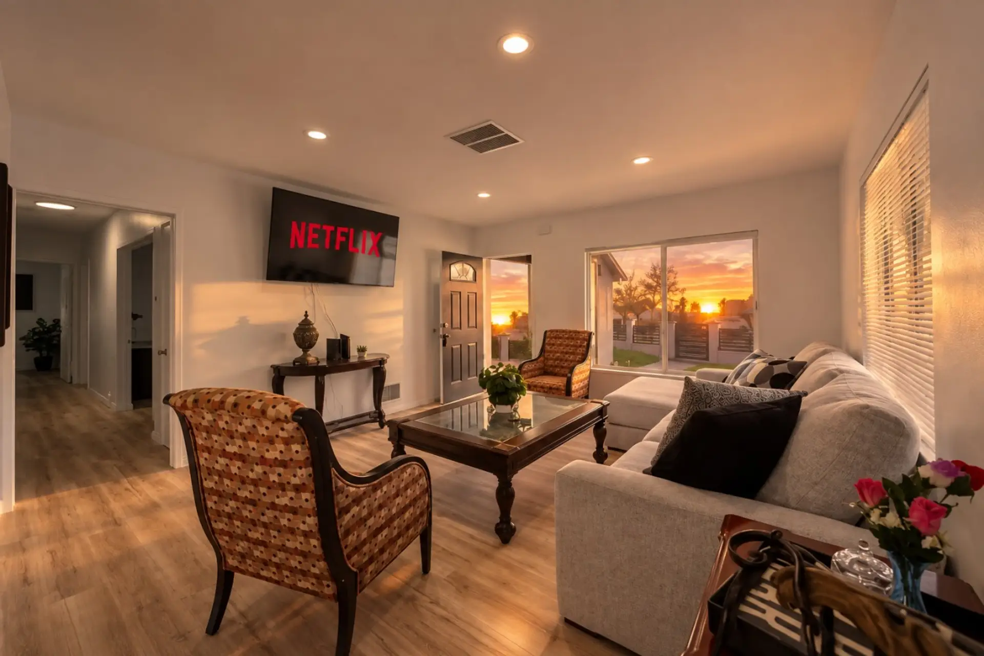 Relax and unwind in the cozy living room.