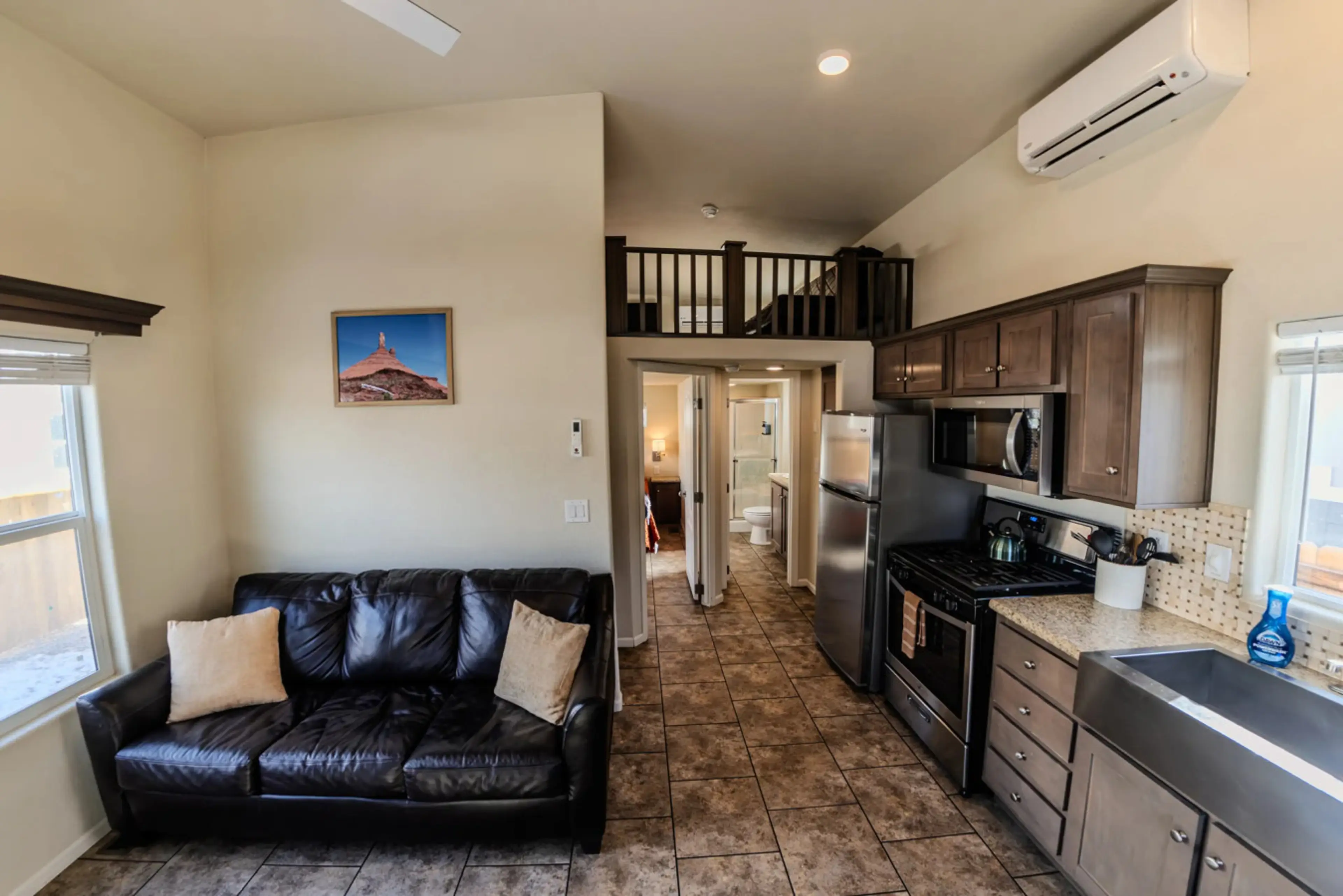 Cozy living space and kitchen