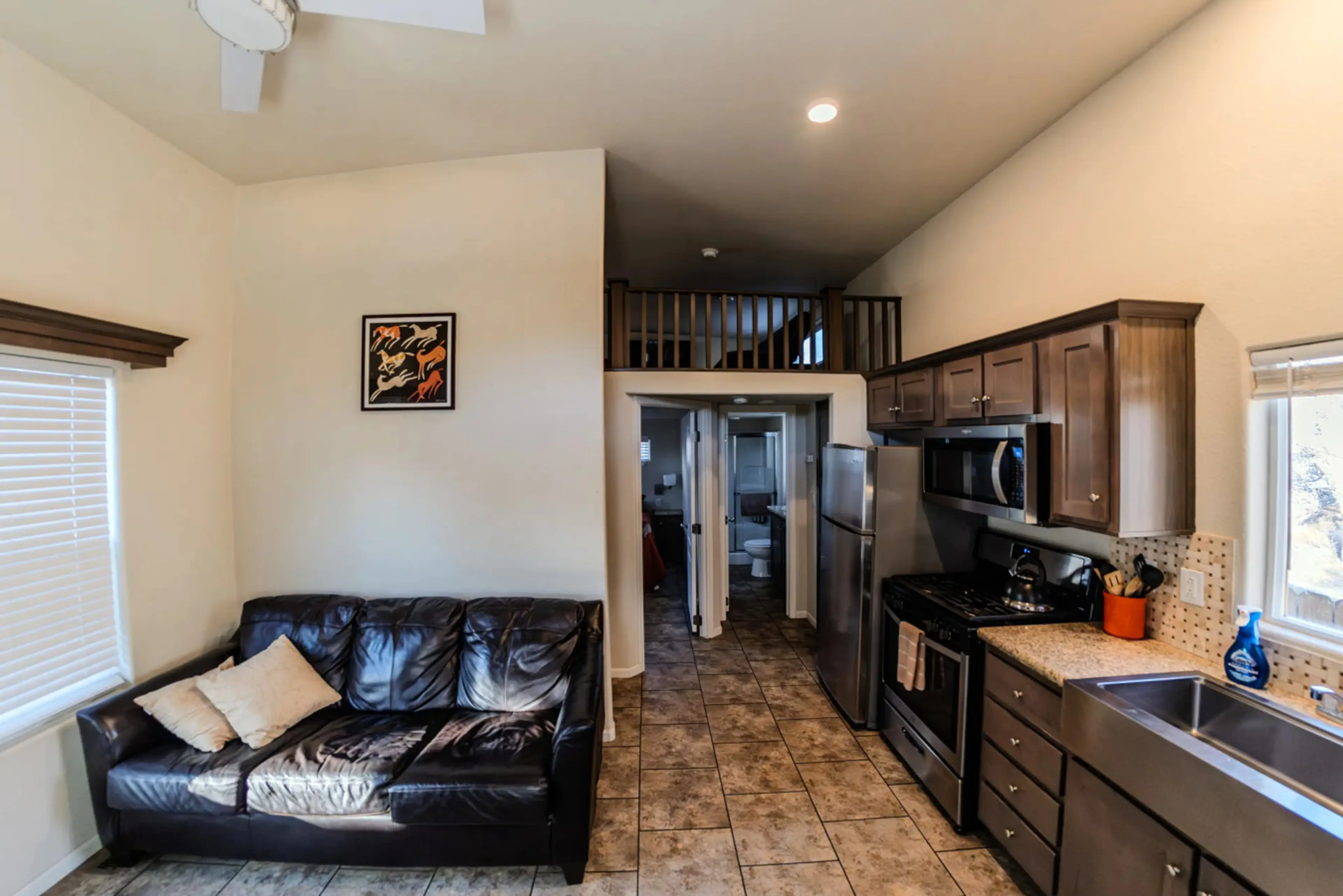 Cozy living space and kitchen