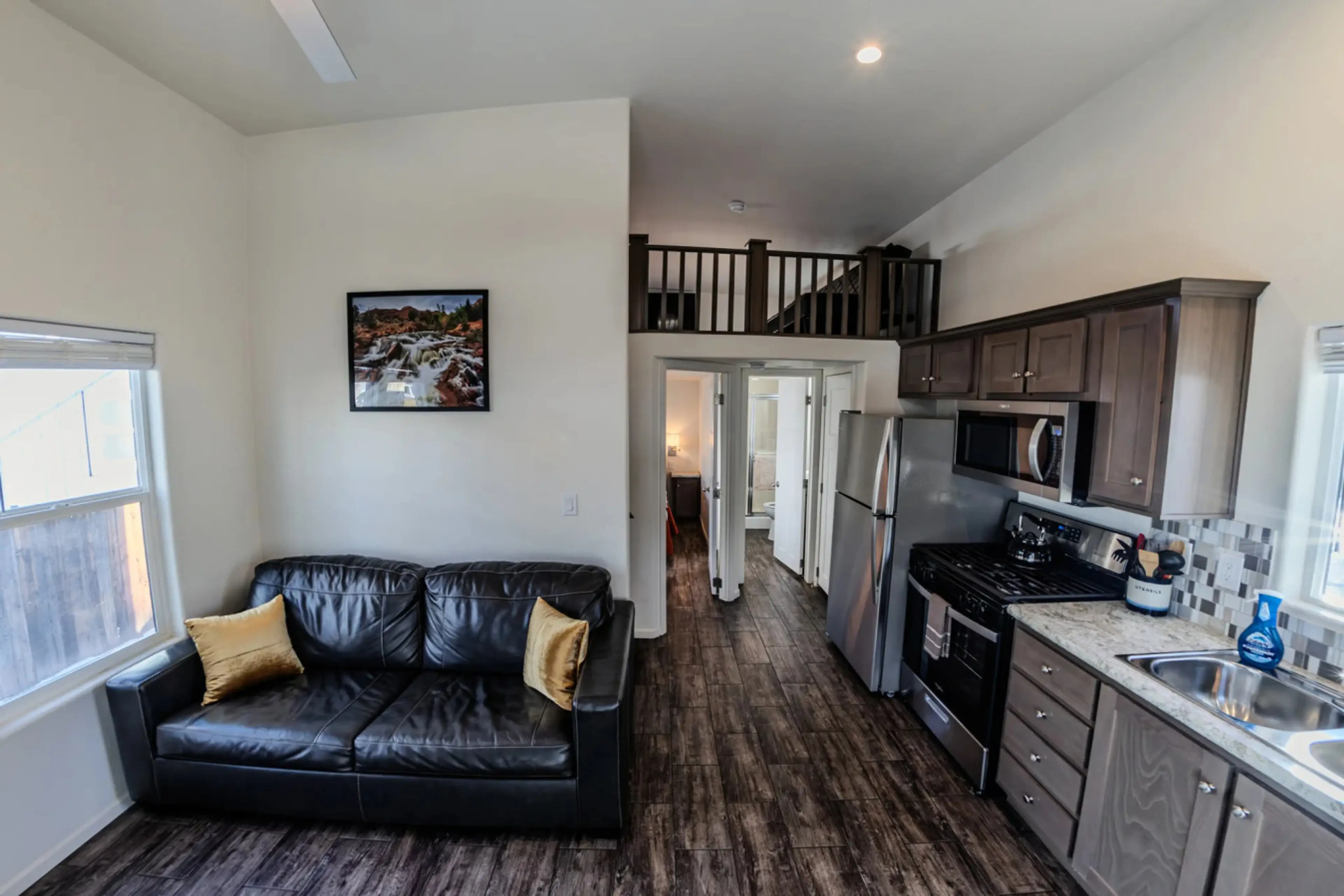 Cozy living space and kitchen