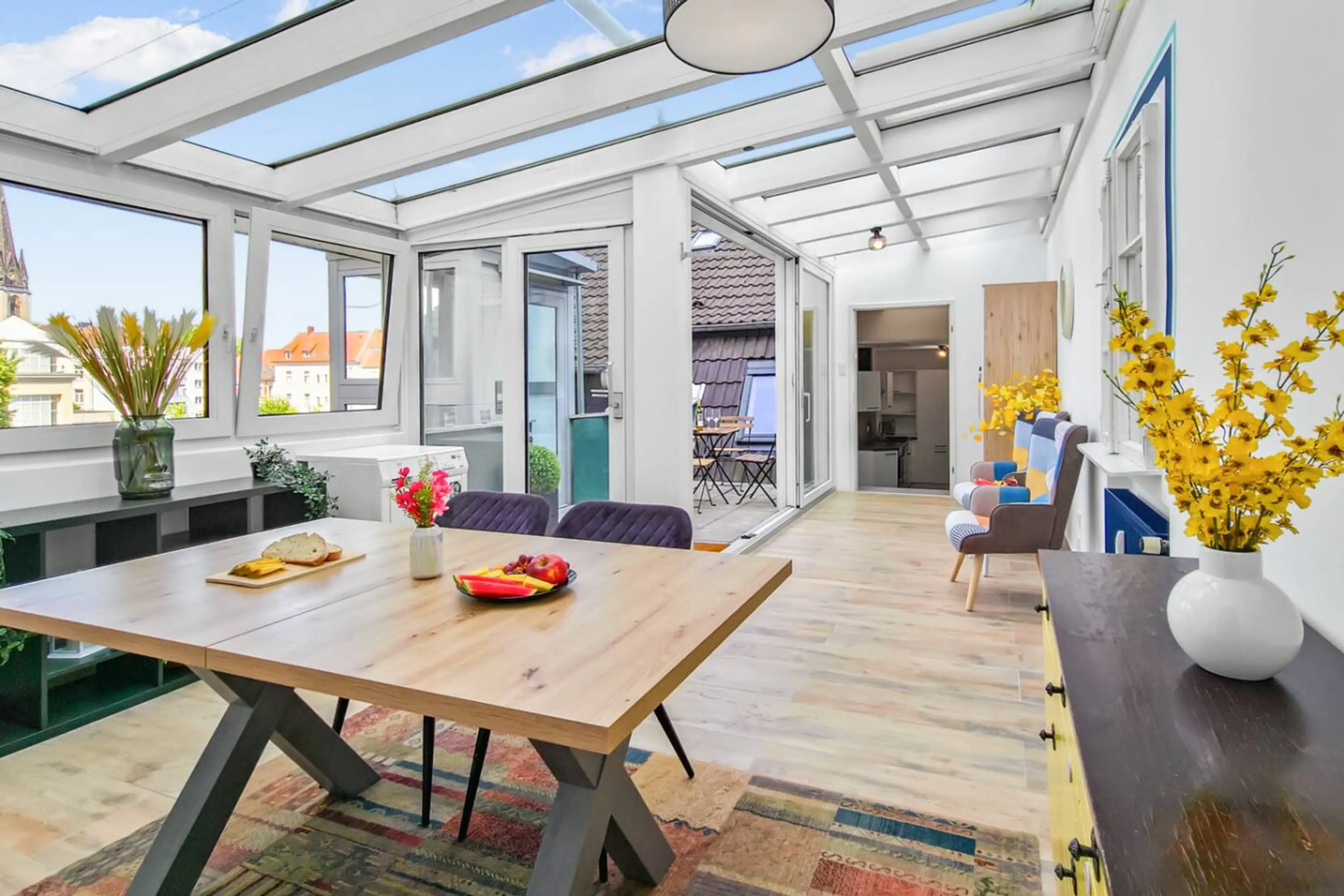 Dine in the glow — sunlit dining space perfect for sipping, chatting, and making memories!