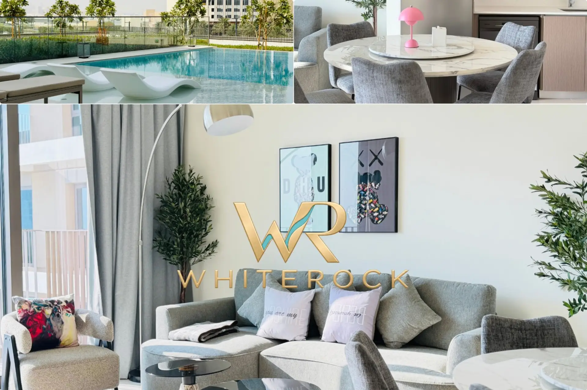 Contemporary home interiors featuring a peek at the outdoor pool.