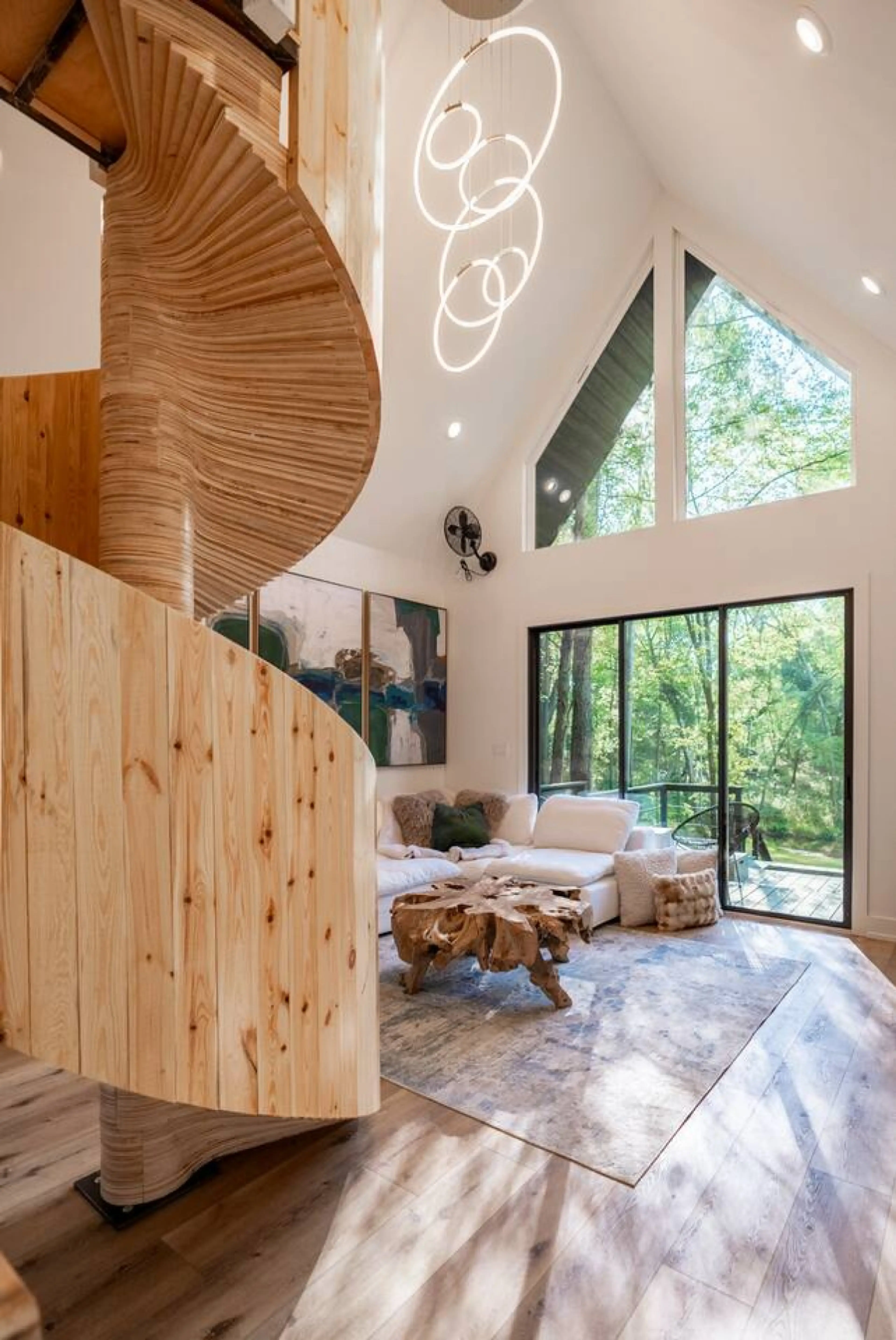 Architectural details and natural light come together in a living space designed to feel open and calm.